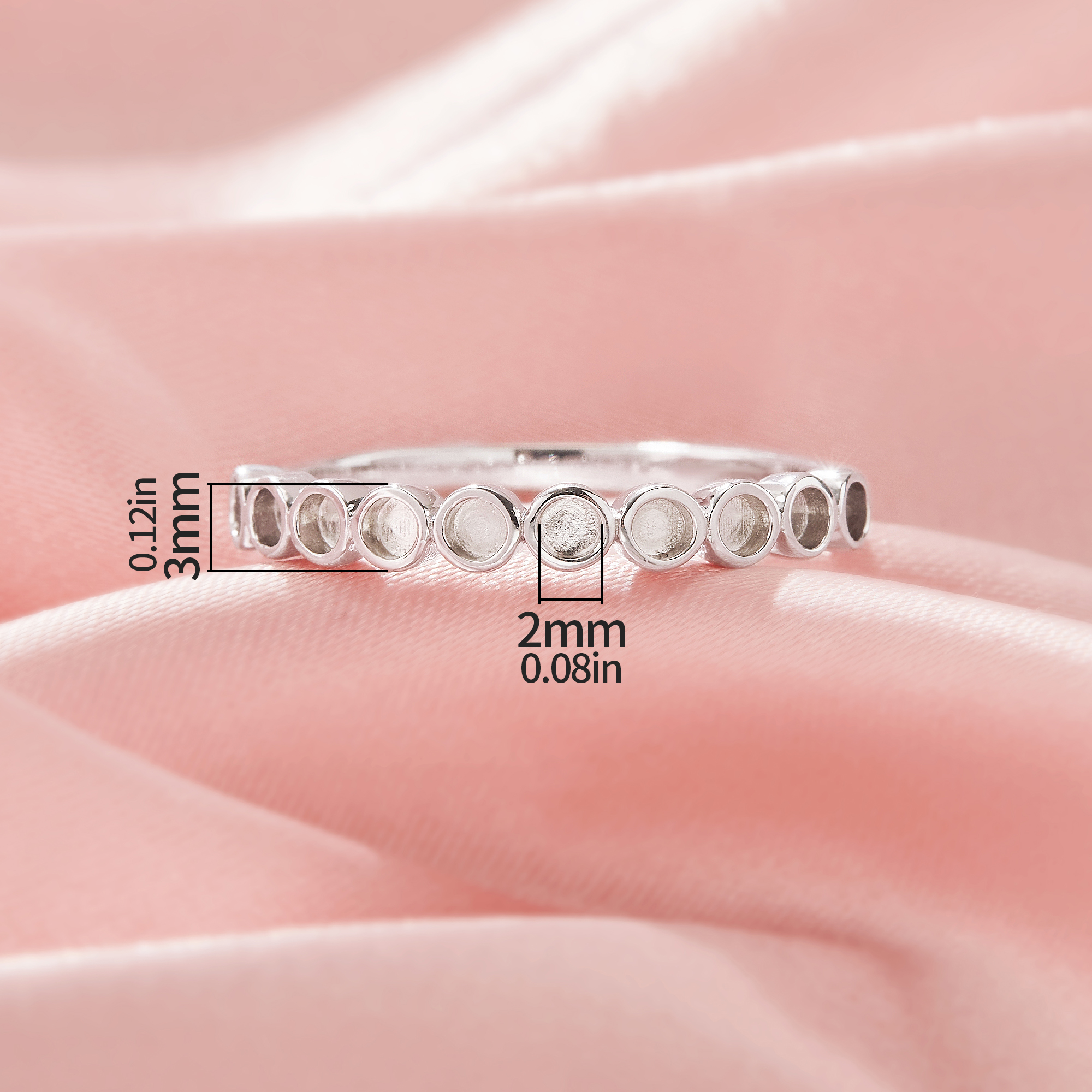 Keepsake Breast Milk Resin 2MM Round Bezel Ring Settings,Half Band Solid 14K 18K Gold Round Bezel Ring,Stackable Ring,DIY Ring Supplies 1215107