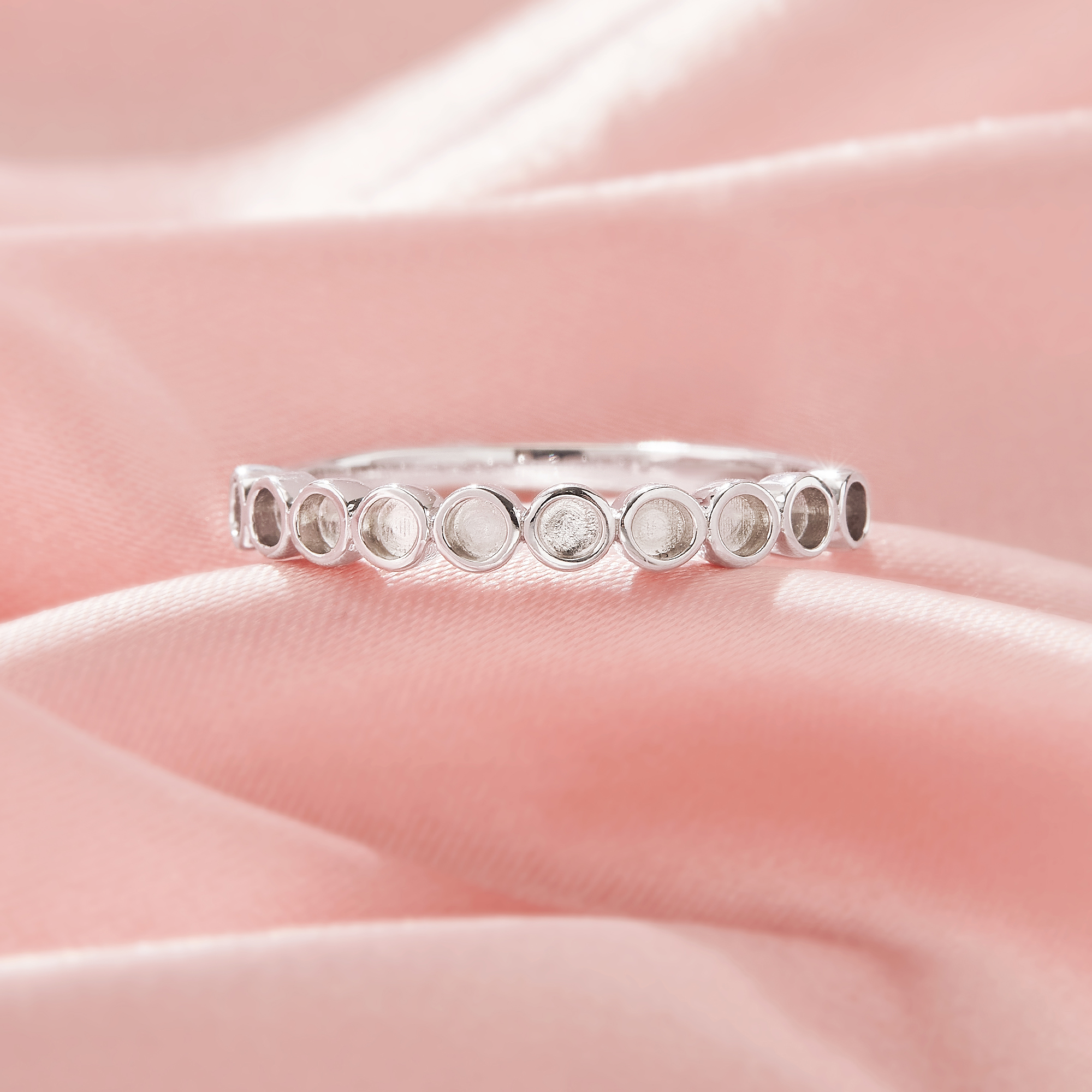 Keepsake Breast Milk Resin 2MM Round Bezel Ring Settings,Half Band Solid 14K 18K Gold Round Bezel Ring,Stackable Ring,DIY Ring Supplies 1215107