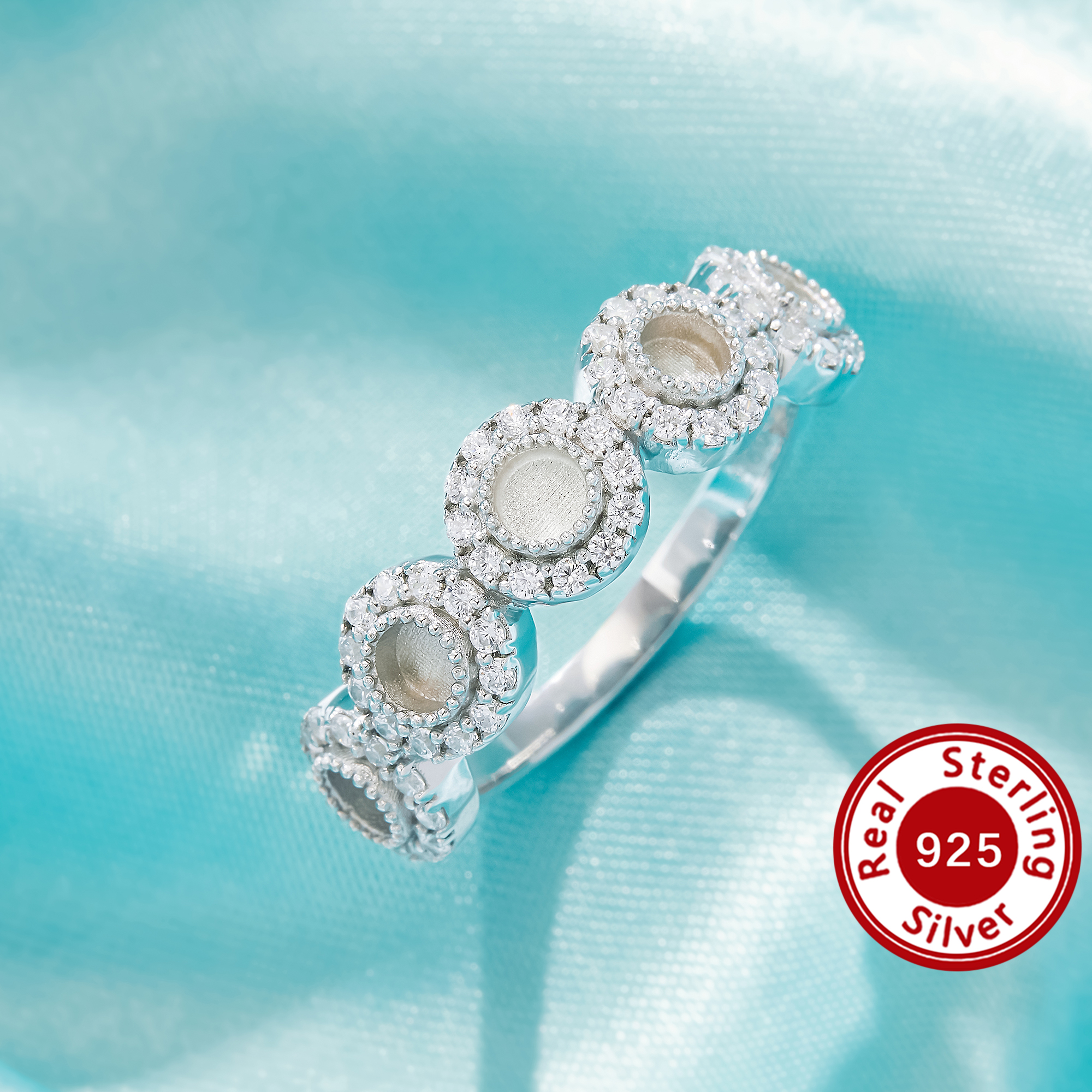 Keepsake Breast Milk Resin 3MM Round Bezel Ring Settings,Birthstone Solid 925 Sterling Silver Ring,DIY Ring Supplies 1215108-1