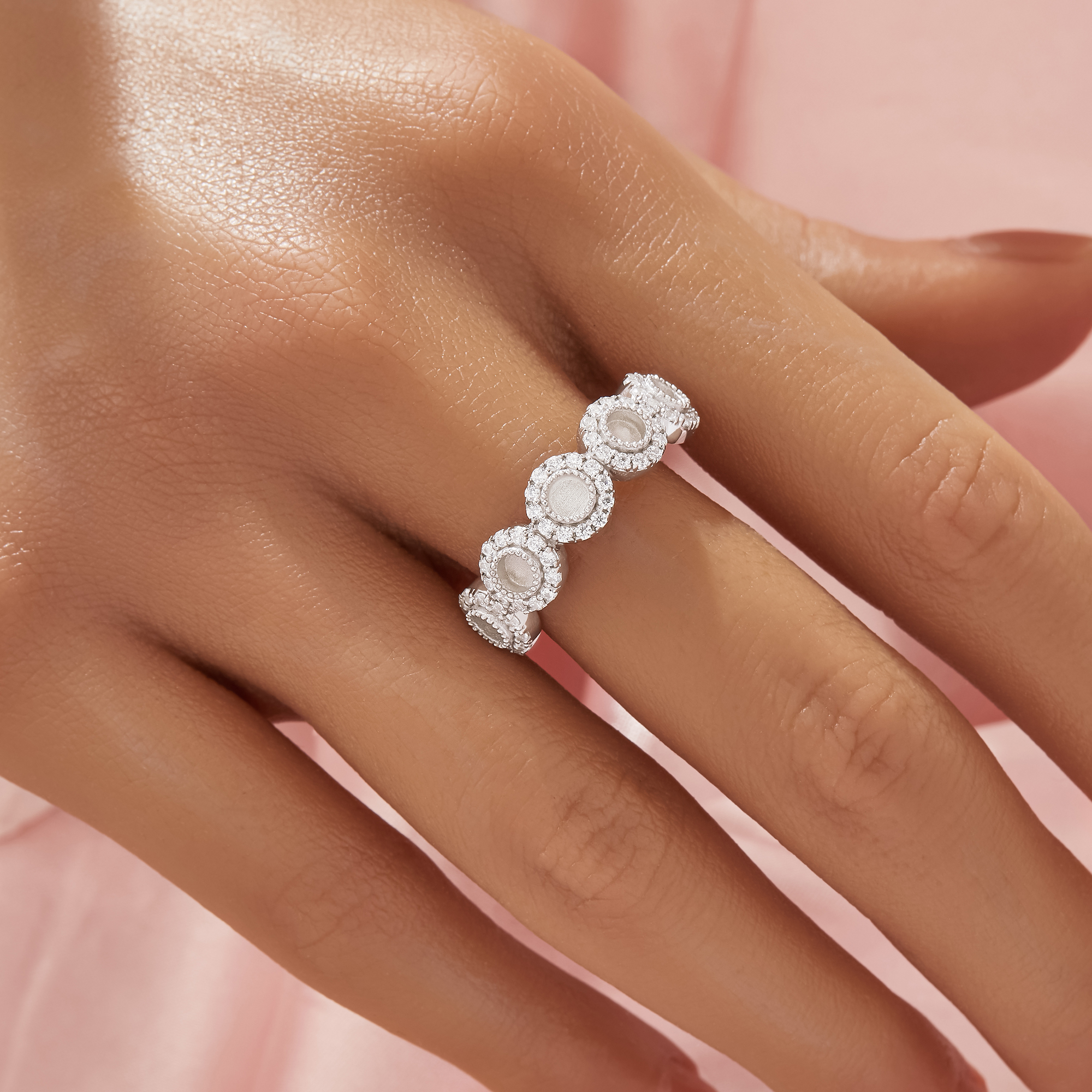 Keepsake Breast Milk Resin 3MM Round Bezel Ring Settings,Half Band Solid 14K 18K Gold Round Bezel Ring,Pave Moissanite Ring,DIY Ring Supplies 1215108