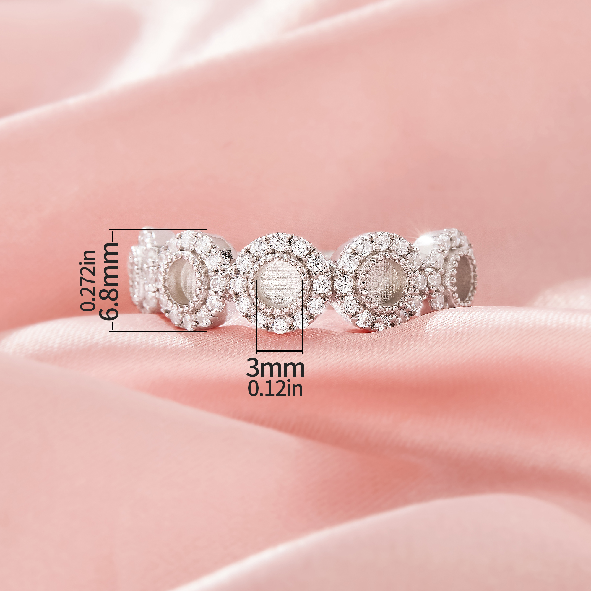 Keepsake Breast Milk Resin 3MM Round Bezel Ring Settings,Half Band Solid 14K 18K Gold Round Bezel Ring,Pave Moissanite Ring,DIY Ring Supplies 1215108