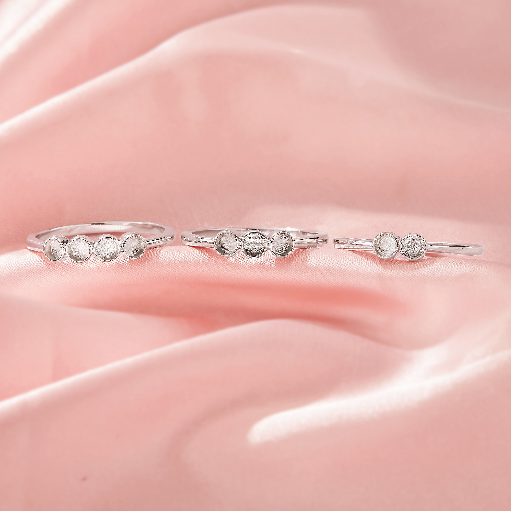 Keepsake Breast Milk Resin 3MM Round Bezel Ring Settings,Solid 925 Sterling Silver Round Bezel Ring,Stackable Ring,DIY Ring Supplies 1215109-1