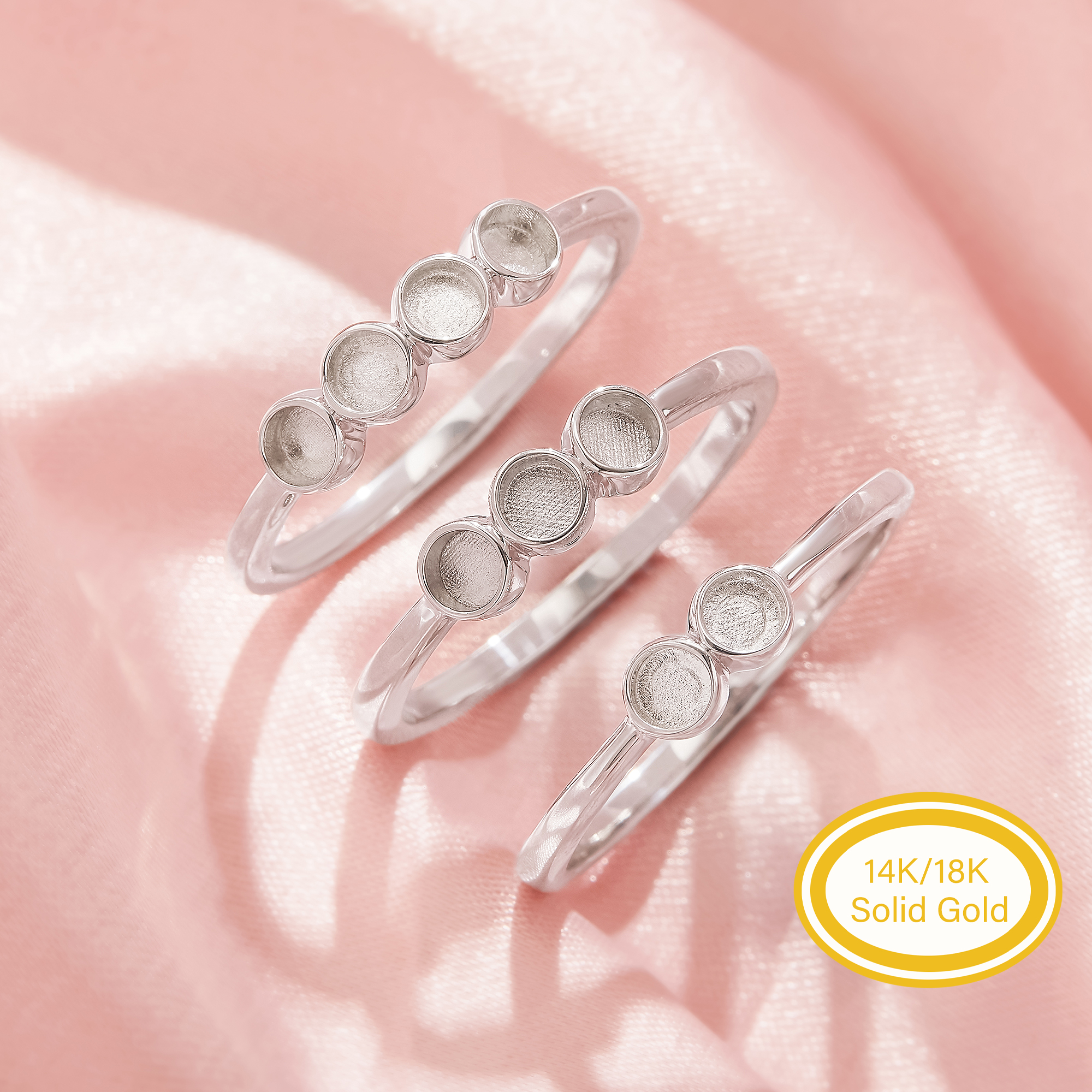 Keepsake Breast Milk Resin 3MM Round Bezel Ring Settings,Solid 14K 18K Gold Round Bezel Ring,Stackable Ring,DIY Ring Supplies 1215109