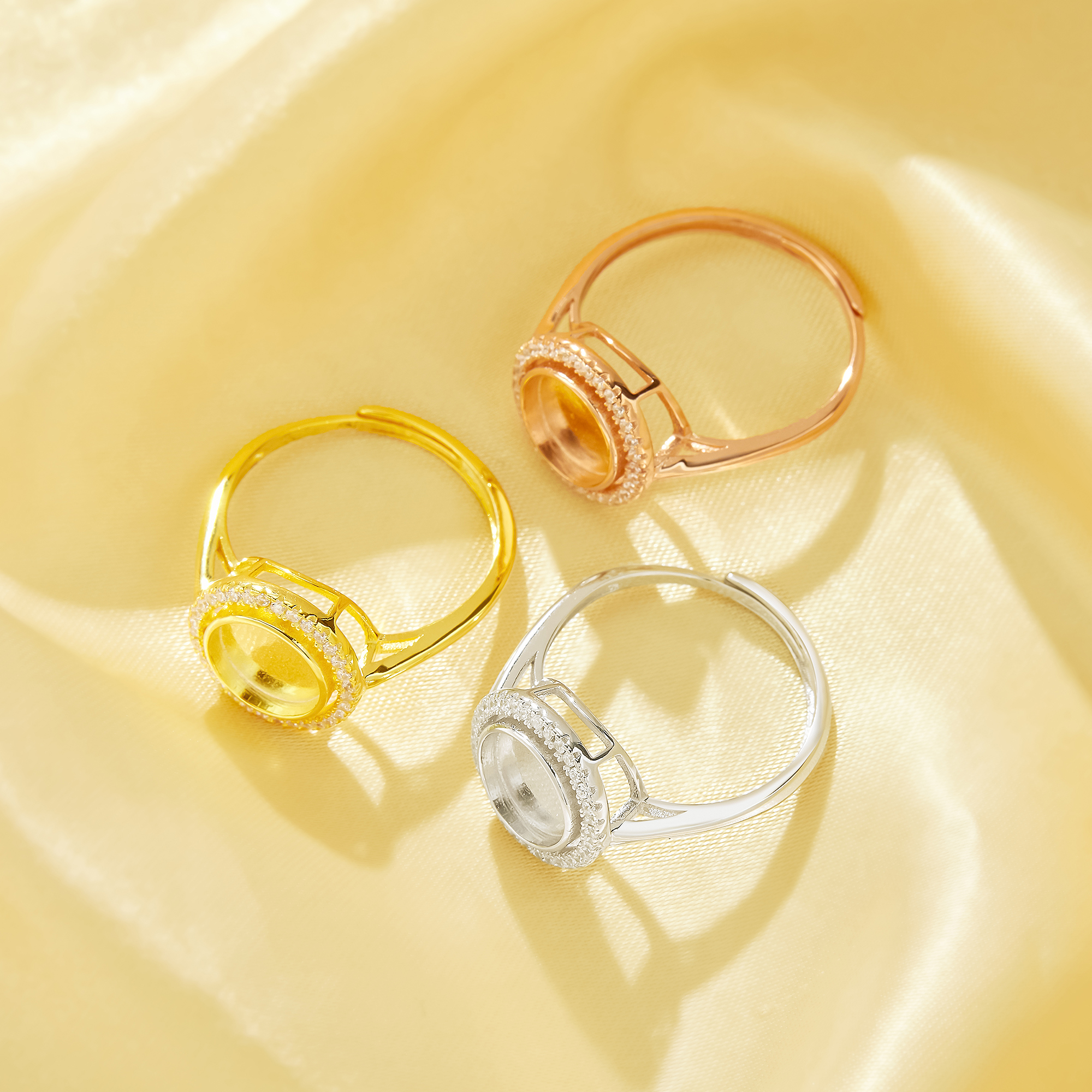 8MM Keepsake Breast Milk Resin Halo Round Bezel Ring Settings,Solid 925 Sterling Silver Rose Gold Plated Ring,Pave CZ Stone Ring,DIY Ring Supplies 1215110