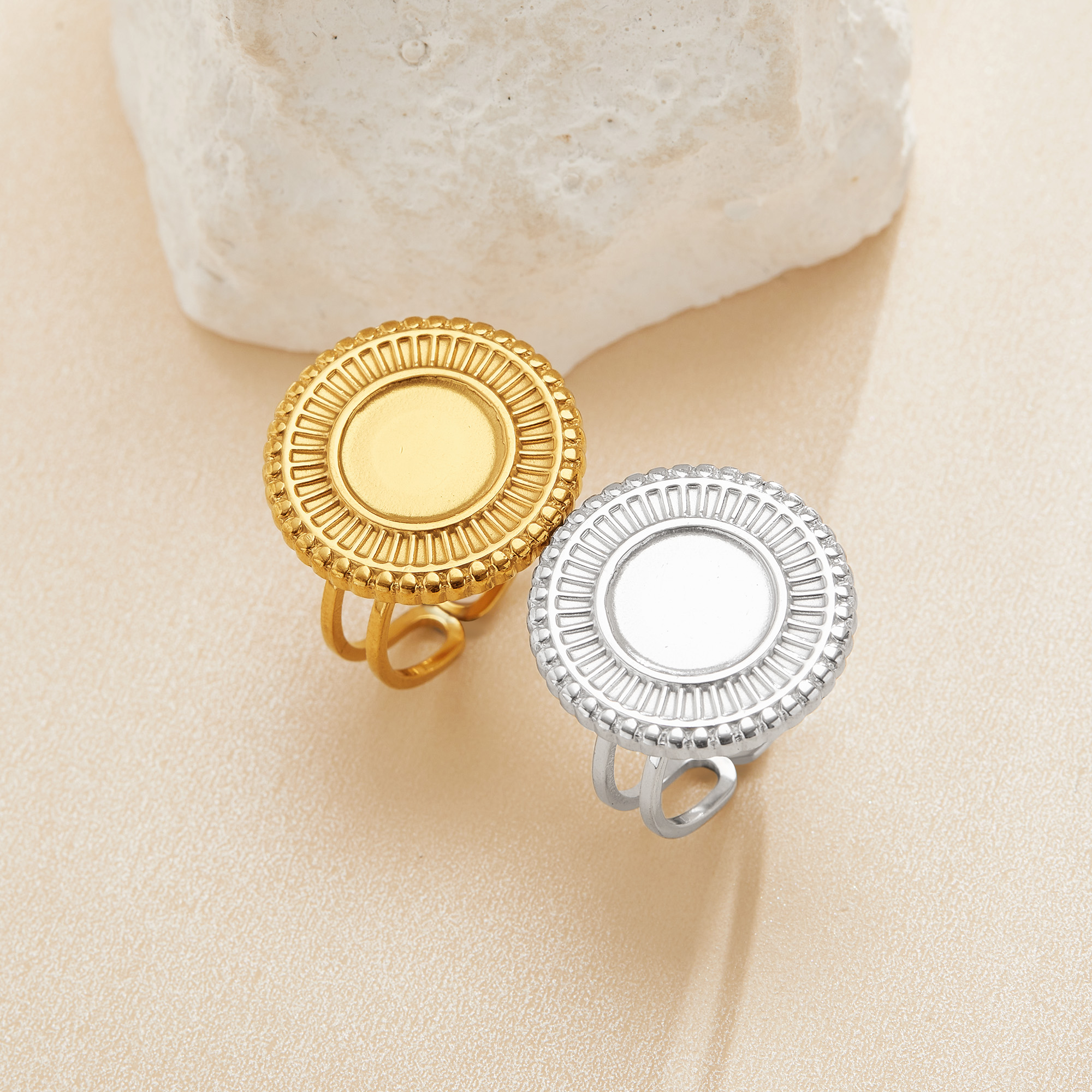 10MM Keepsake Breast Milk Resin Round Bezel Ring Settings,Stainless Steel Ring,Adjustable Art Deco Ring Supply,DIY Ring Blank 1215111