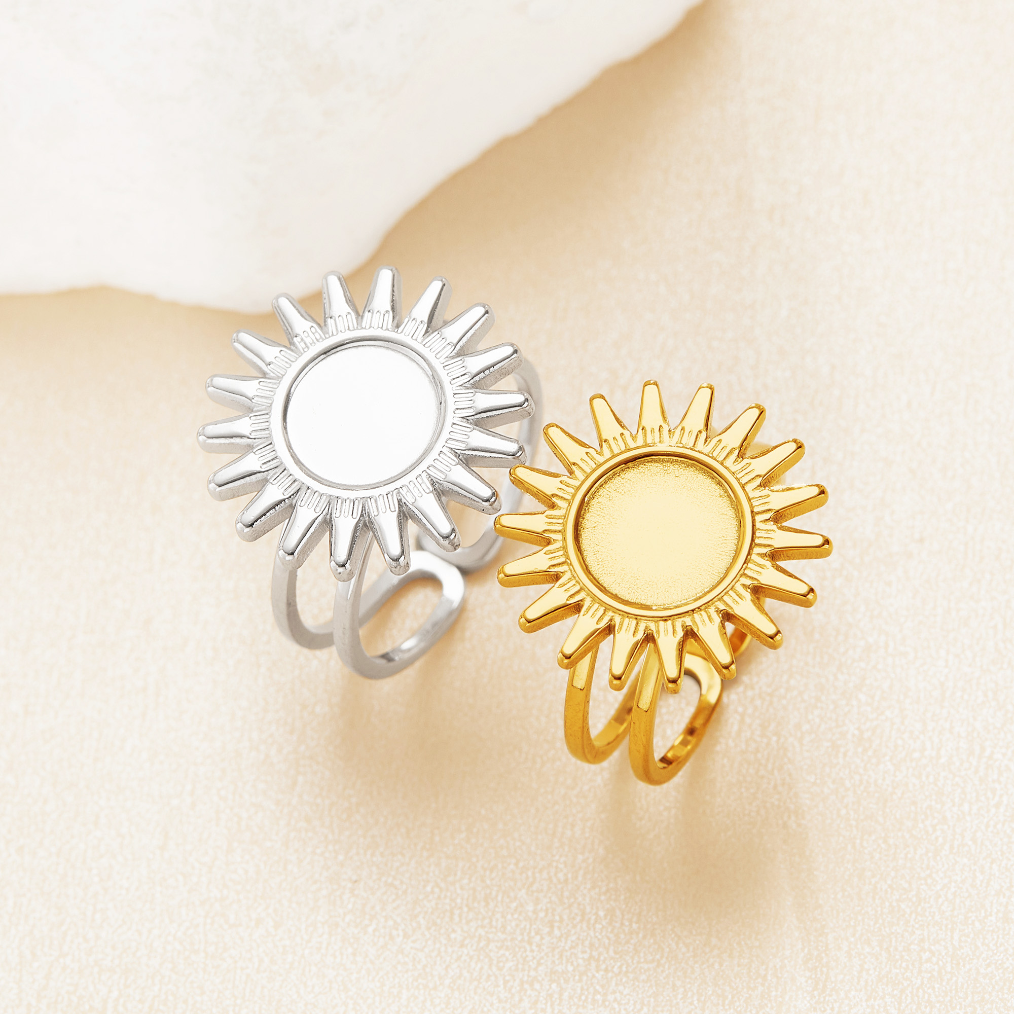 8MM Keepsake Breast Milk Resin Round Bezel Ring Settings,Stainless Steel Silver Gold Sun Ring,Vintage Styles Ring,DIY Ring Blank Supplies 1215116