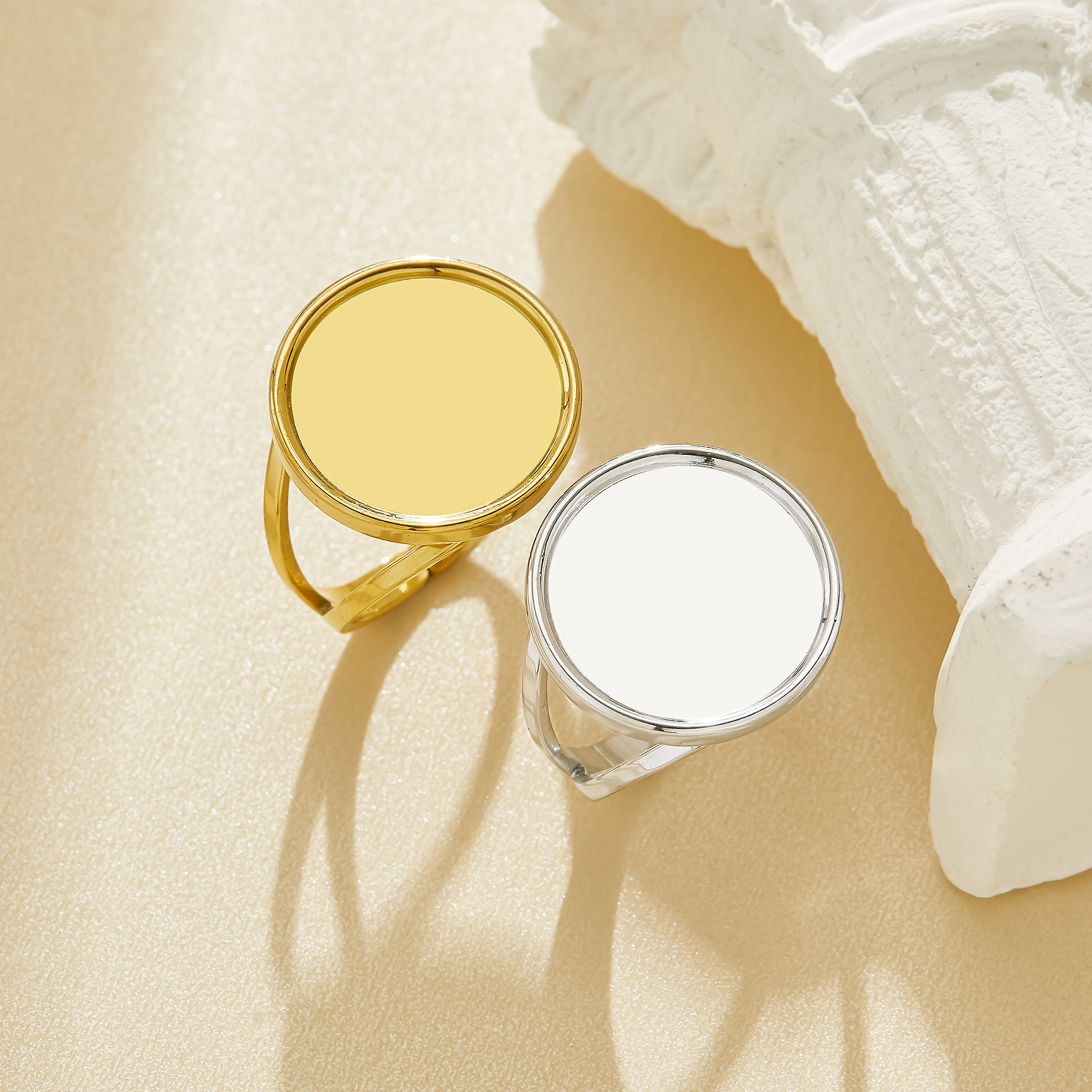 Keepsake Breast Milk Resin Round Bezel Ring Settings,Stainless Steel Round Ring,Split Shank Round Ring,DIY Ring Supplies 1215128