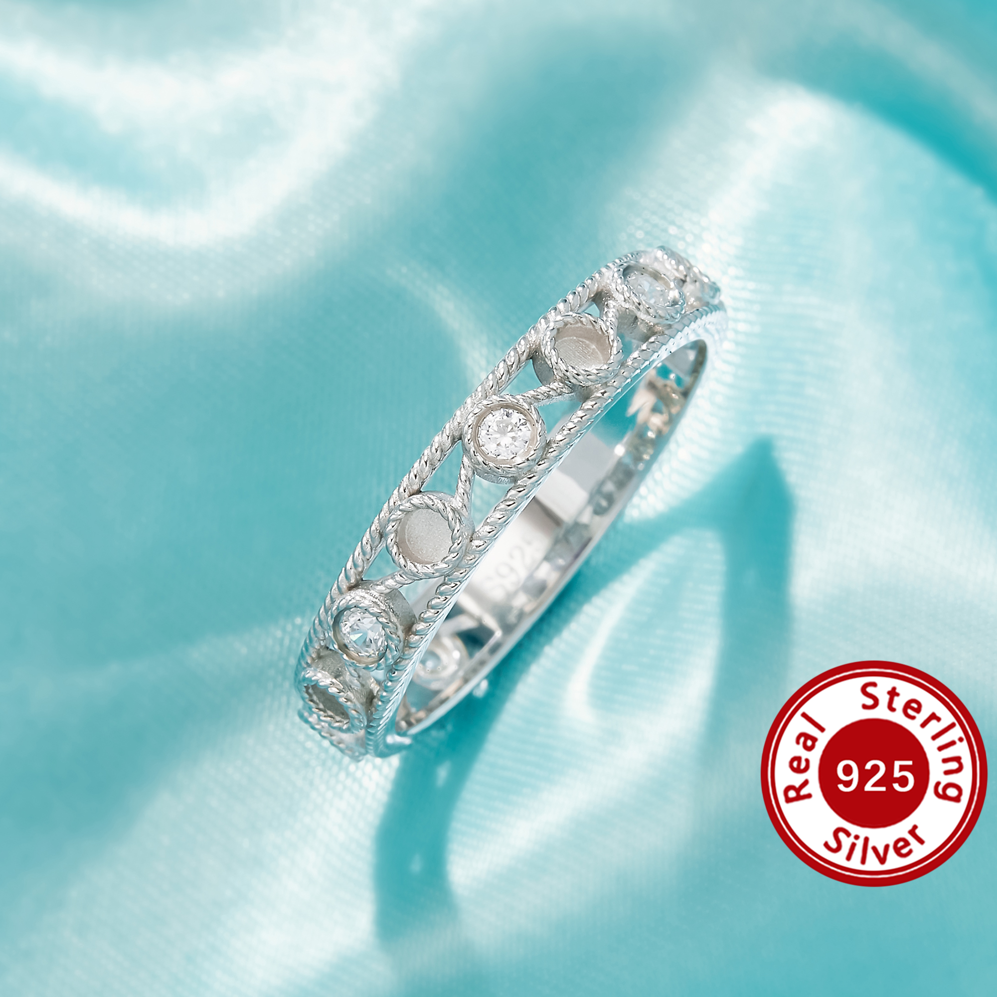 Keepsake Breast Milk Resin Birthstone Solid 925 Sterling Silver Round Ring,Twist Band Art Deco Ring,Minimalist Stackable Ring,DIY Ring Supplies 1215129-1