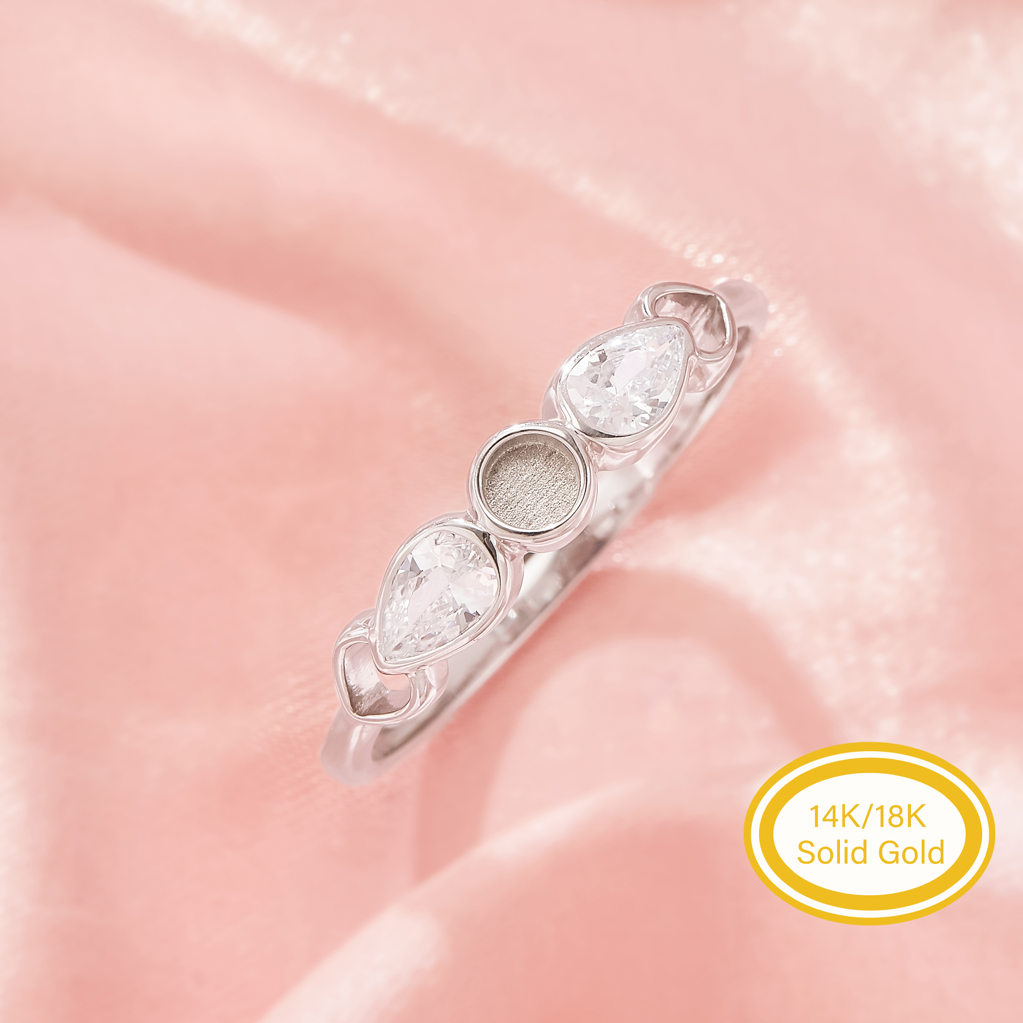 3MM Keepsake Breast Milk Resin Round Bezel Ring Settings,Solid 14K 18K Gold Ring,Heart Vintage Styles Art Deco Ring 1215130