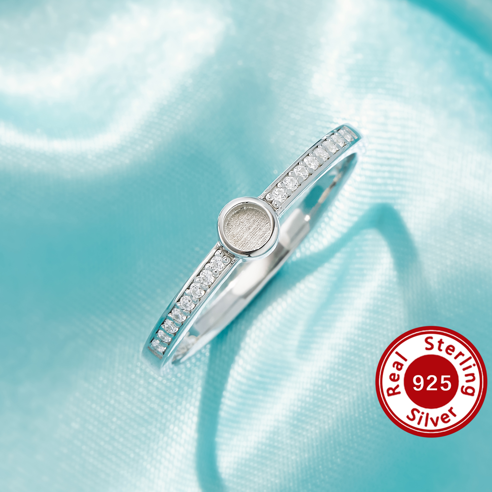 3MM Minimalist Keepsake Breast Milk Resin Round Bezel Ring Settings,Birthstone Solid 925 Sterling Silver Ring,Art Deco Ring,DIY Ring Supplies 1215132-1