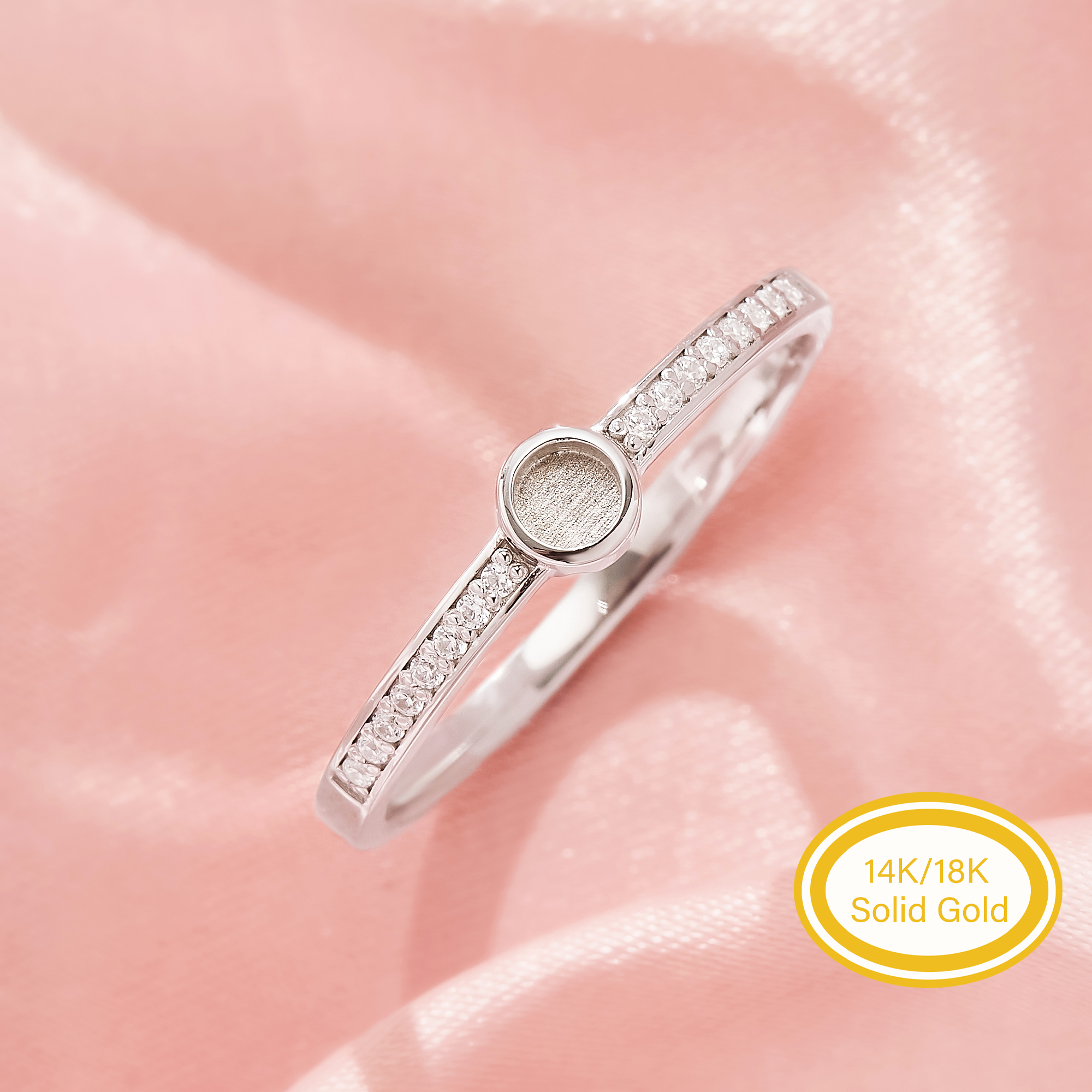 3MM Minimalist Keepsake Breast Milk Resin Round Bezel Ring Settings,Solid 14K 18K Gold Ring,Art Deco Ring,DIY Ring Supplies 1215132