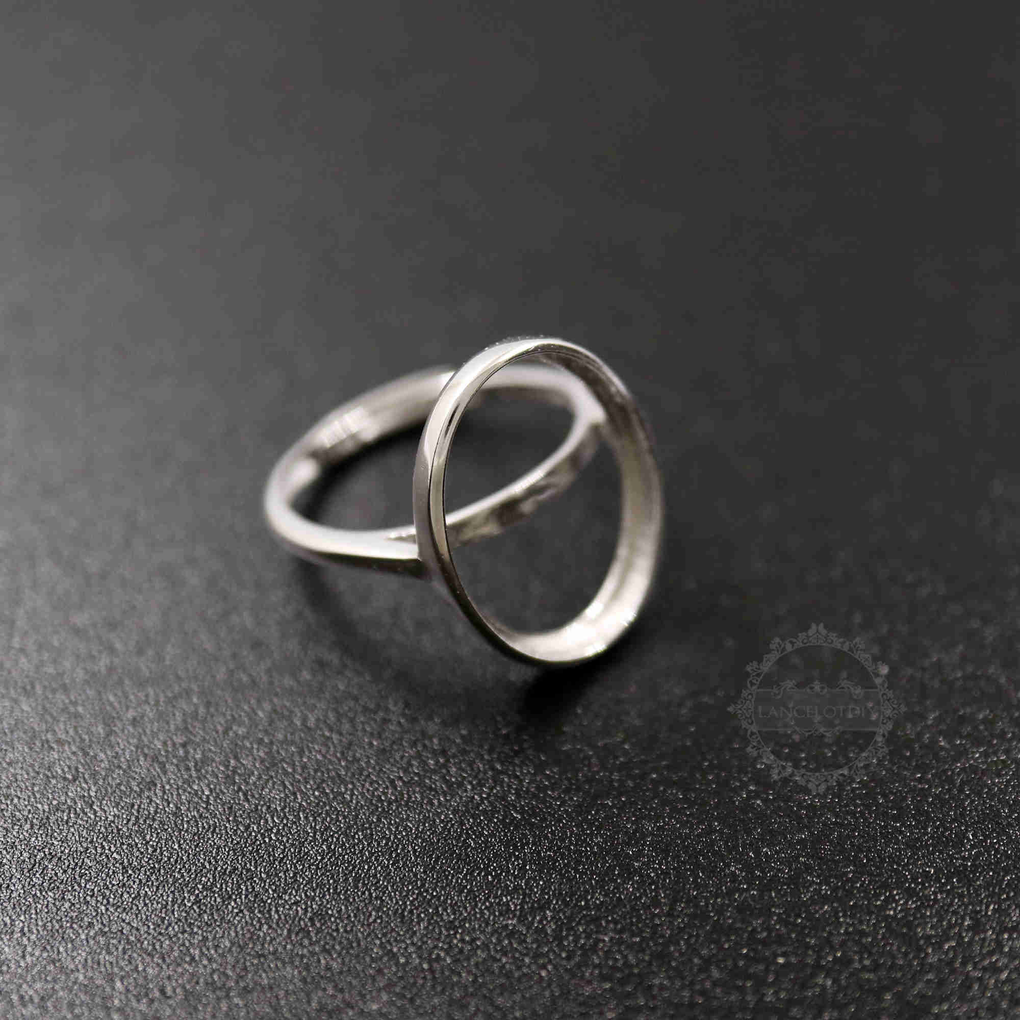 1Pcs oval simple frame setting elegant 925 sterling silver bezel tray rose gold plated adjustable ring settings 1222012 - Click Image to Close