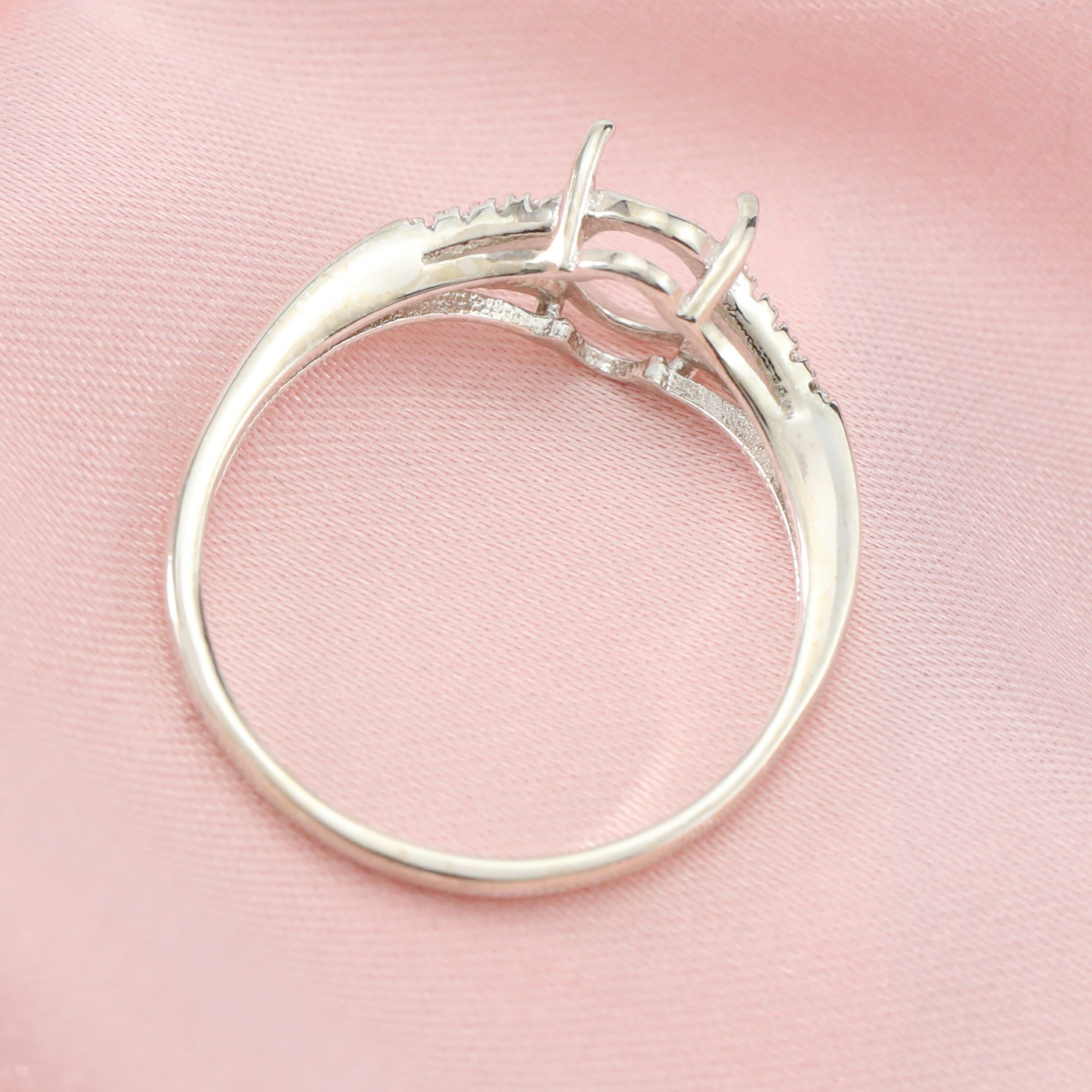 6x8MM Oval Prong Ring Setttings Breast Milk Resin Memory Jewelry Solid 14K 18K Gold DIY Ring Blank Wedding Band with Moissanite 1222066-1