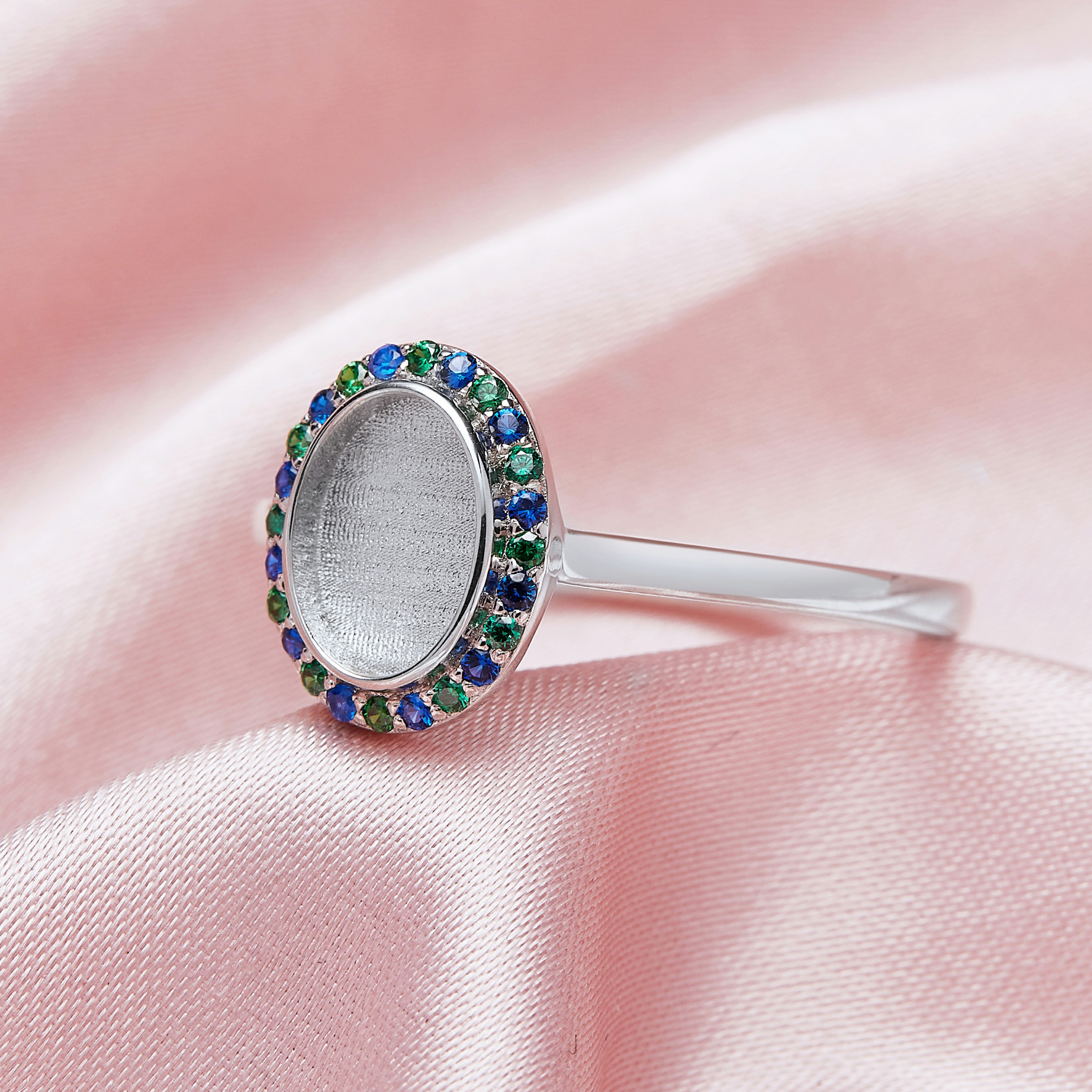 Keepsake Breast Milk Resin Oval Ring Settings,Solid Back 925 Sterling Silver Ring,Pave CZ Stone Ring,DIY Ring Supplies 1222088 - Click Image to Close