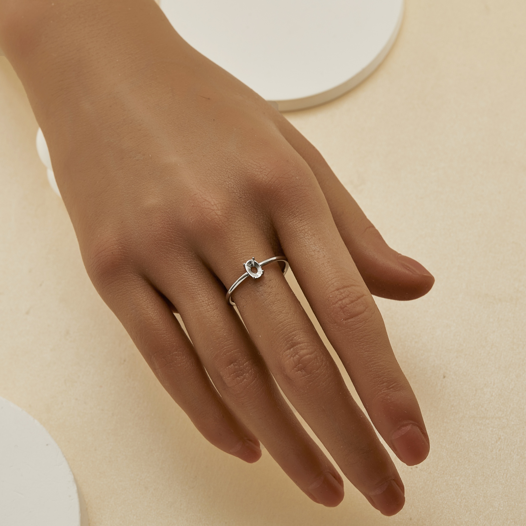 4x6MM Oval Prong Ring Settings,Stainless Steel Oval Ring,Simple Oval Ring,DIY Ring Blank Supplies 1222122 - Click Image to Close