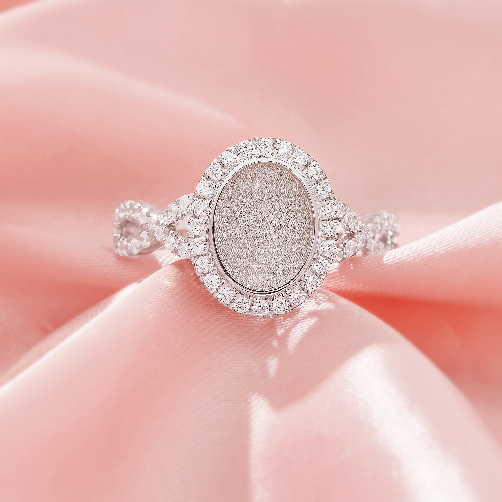 Keepsake Breast Milk Resin Oval Bezel Ring Settings,Infinity Solid 9K 14K 18K Gold Ring,Pave CZ Stone Ring,DIY Ring Supplies 1222123 - Click Image to Close