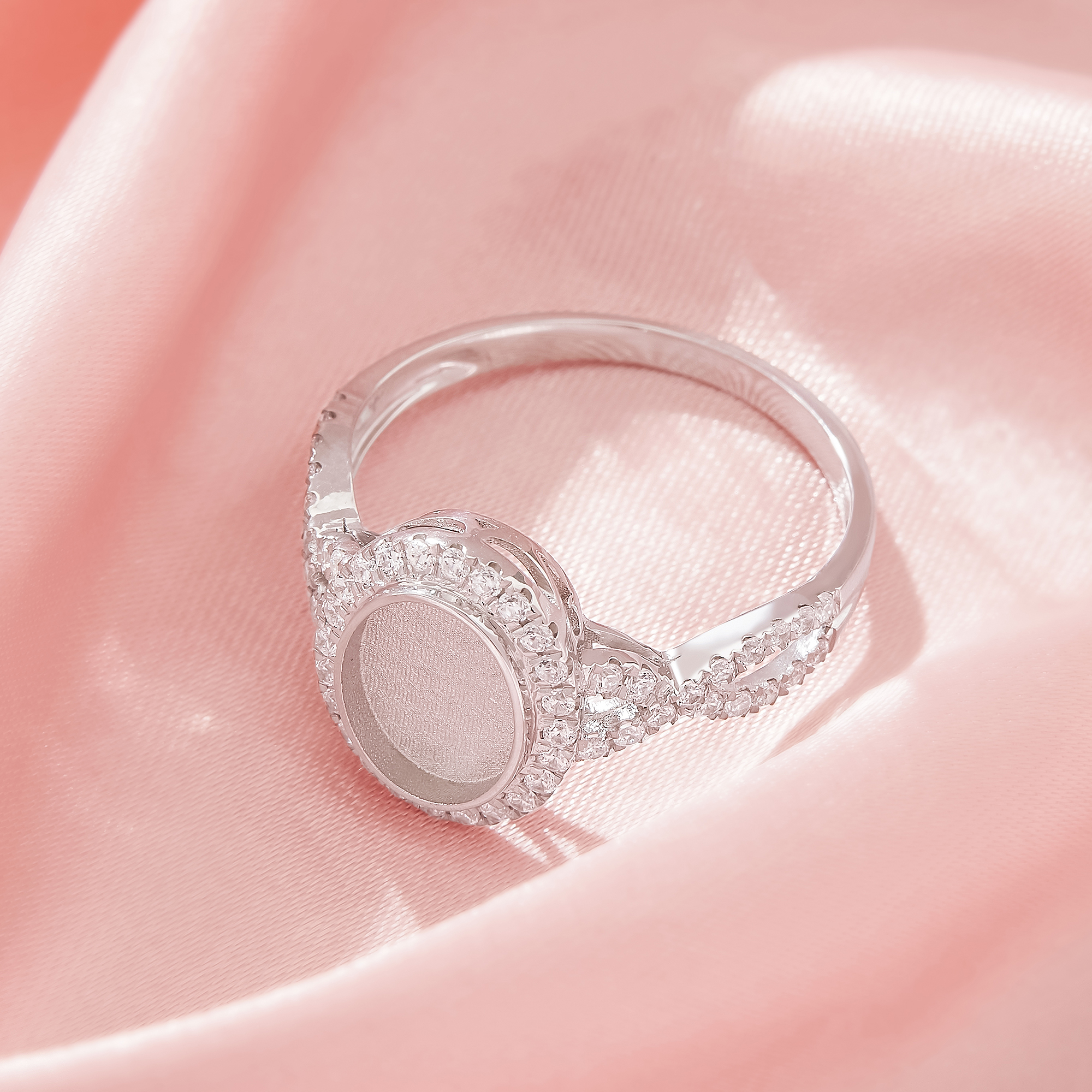 Keepsake Breast Milk Resin Oval Bezel Ring Settings,Infinity Solid 9K 14K 18K Gold Ring,Pave CZ Stone Ring,DIY Ring Supplies 1222123 - Click Image to Close