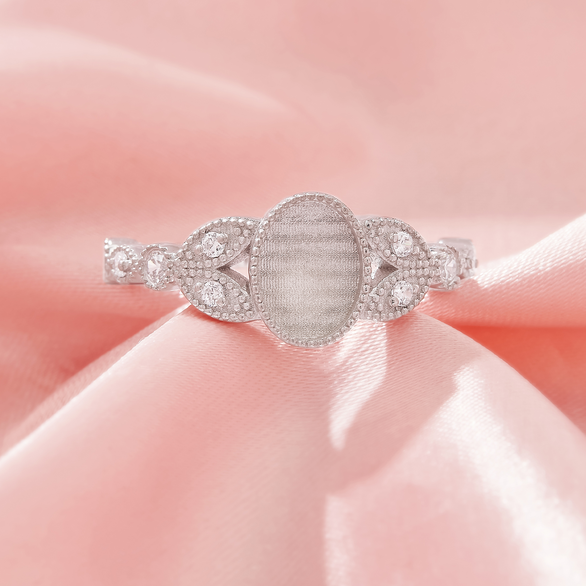 6x8MM Keepsake Breast Milk Resin Oval Bezel Ring Settings,Tree Branch Leaf Solid 925 Sterling Silver Ring,Pave CZ Stone Ring,DIY Ring Supplies 1222124-1