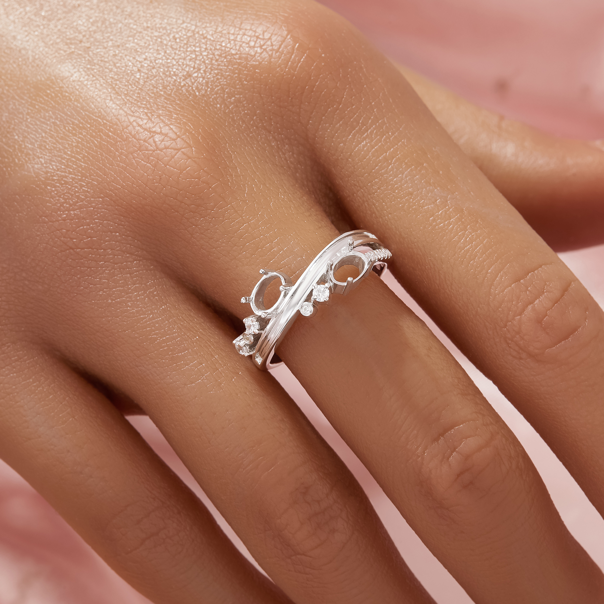 4x6MM 2 Stone Oval Prong Ring Settings,Solid 925 Sterling SilverRing,Keepsake Breast Milk Resin Channel Ring Settings,DIY Ring Supplies 1222128