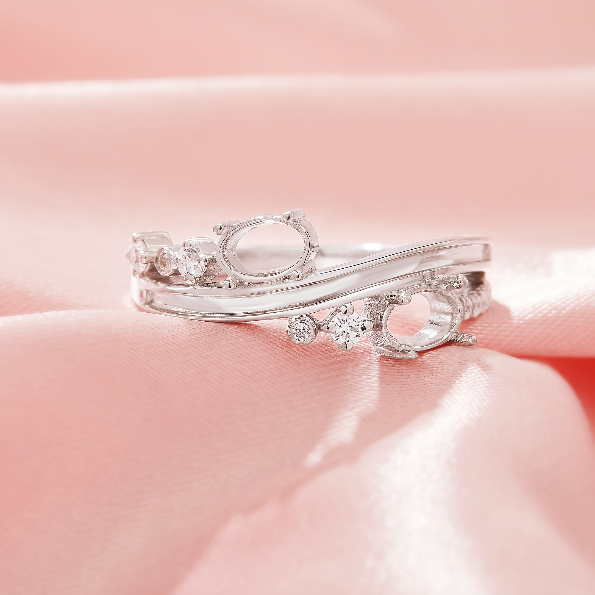 4x6MM 2 Stone Oval Prong Ring Settings,Solid 925 Sterling SilverRing,Keepsake Breast Milk Resin Channel Ring Settings,DIY Ring Supplies 1222128