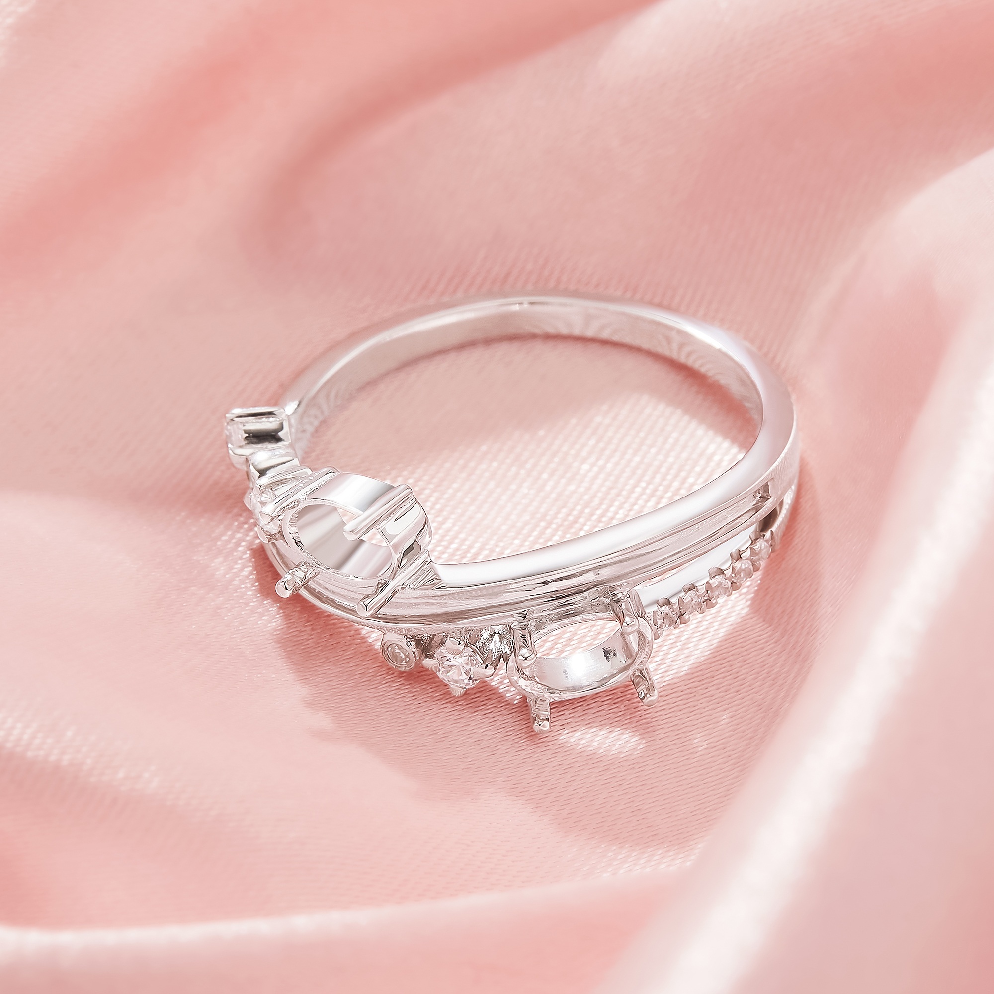 4x6MM 2 Stone Oval Prong Ring Settings,Solid 925 Sterling SilverRing,Keepsake Breast Milk Resin Channel Ring Settings,DIY Ring Supplies 1222128