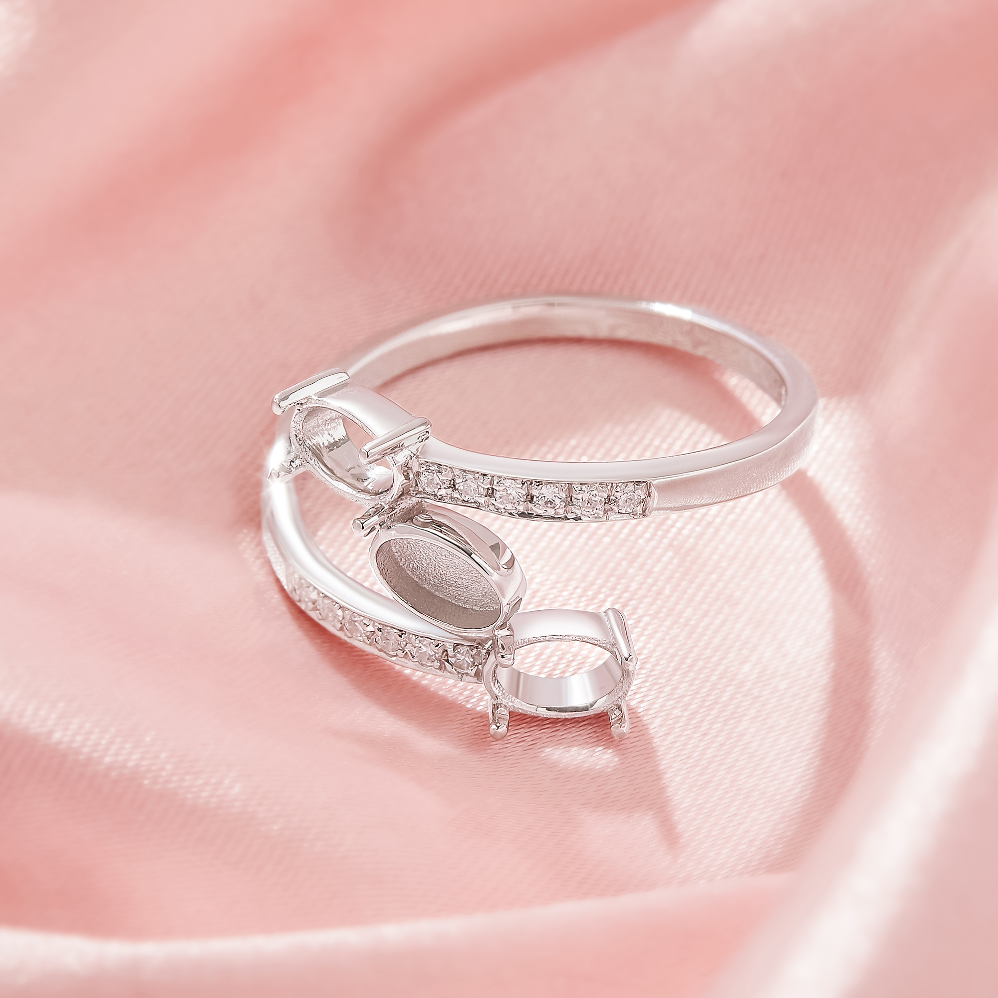 4x6MM Keepsake Breast Milk Resin Oval Bezel Ring Settings With 2 Stones Oval Prong Ring Settings,Bypass Solid 925 Sterling SilverRing,Family Ring 1222131