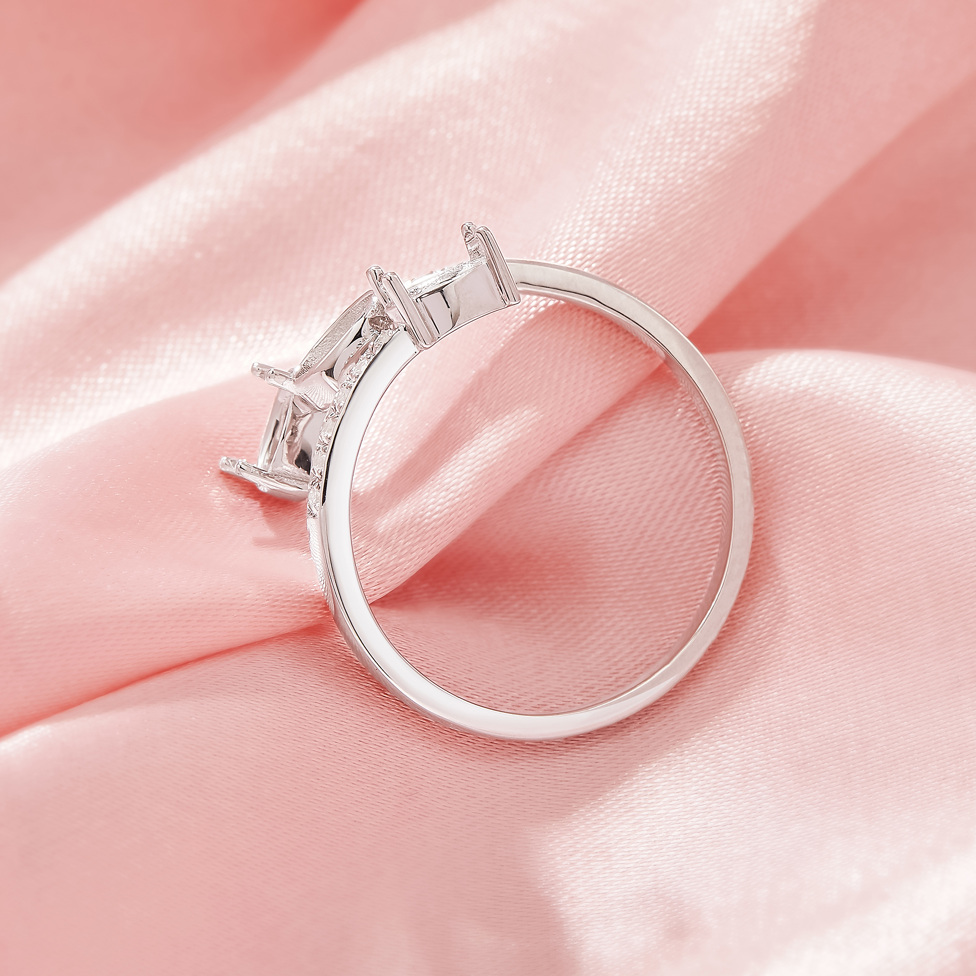 4x6MM Keepsake Breast Milk Resin Oval Bezel Ring Settings With 2 Stones Oval Prong Ring Settings,Bypass Solid 925 Sterling SilverRing,Family Ring 1222131