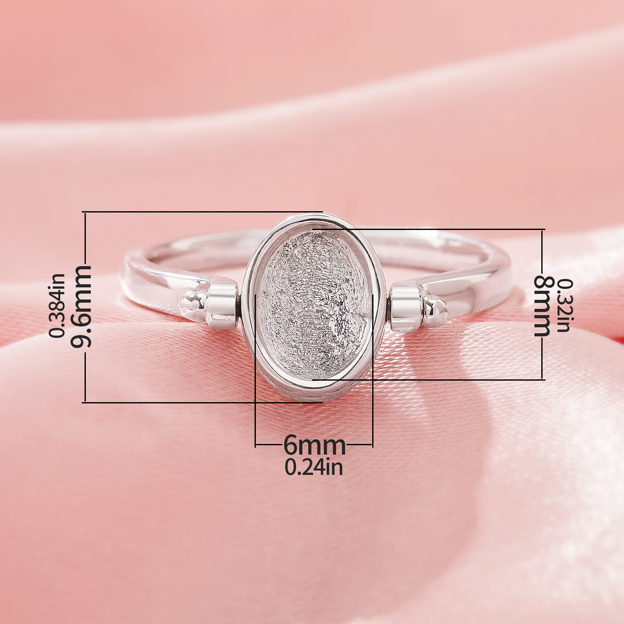 Keepsake Breast Milk Resin Doble Side Oval Bezel Ring Settings,Solid 925 Sterling SilverRing,Minimalist Oval Ring,Rotate Ring,DIY Ring Supplies 1222132