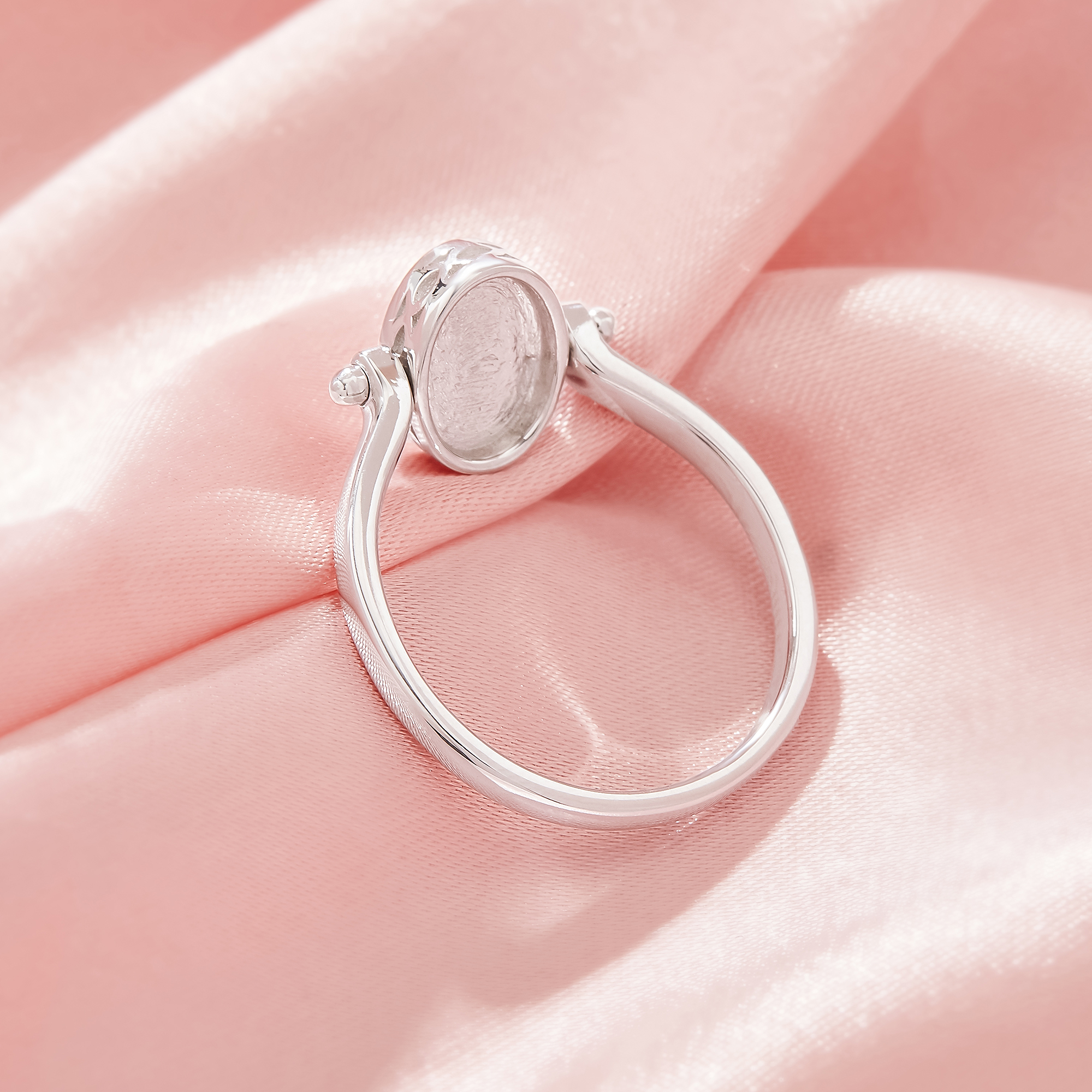 Keepsake Breast Milk Resin Doble Side Oval Bezel Ring Settings,Solid 925 Sterling SilverRing,Minimalist Oval Ring,Rotate Ring,DIY Ring Supplies 1222132