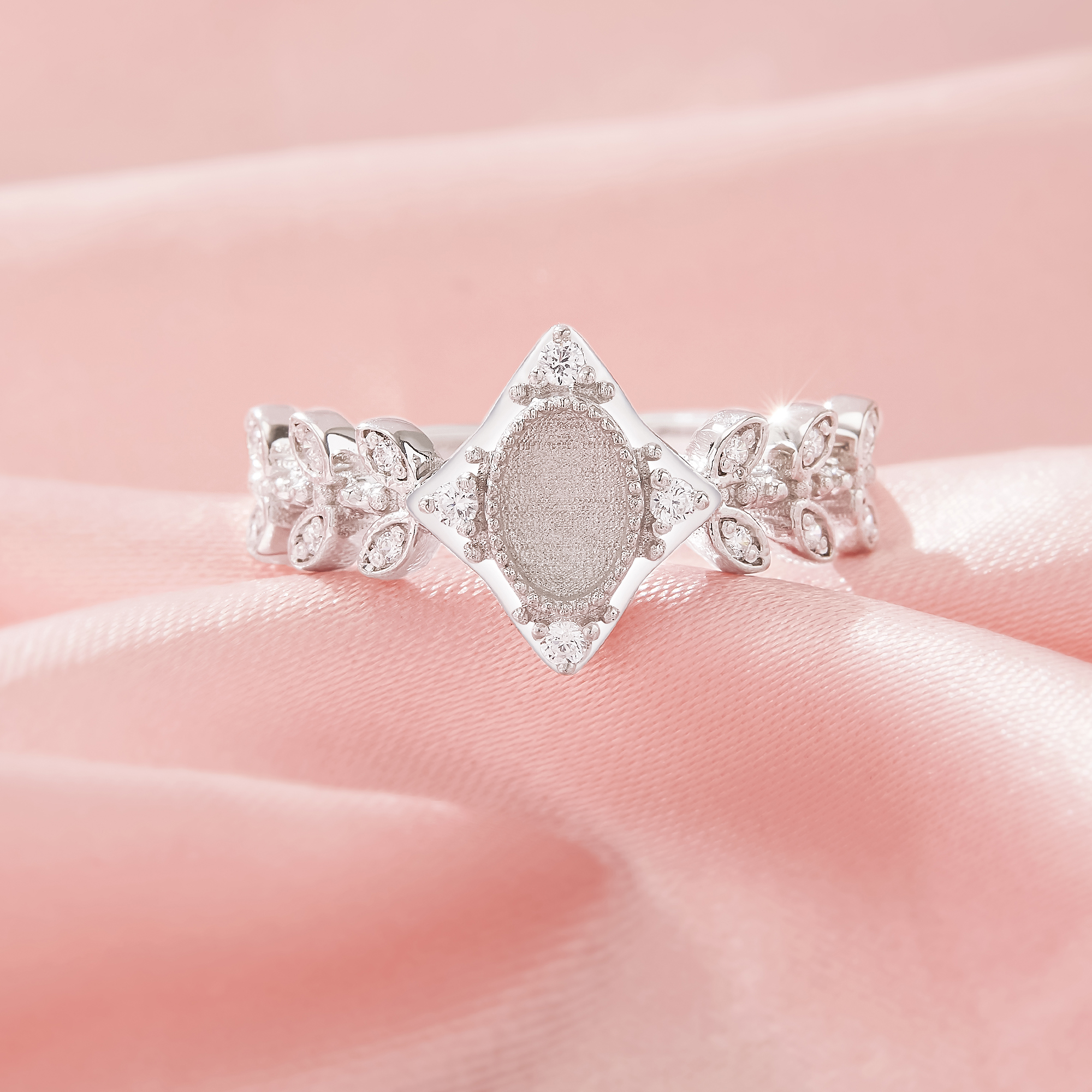 4x6MM Keepsake Breast Milk Resin Oval Bezel Ring Settings,Tree Branch Leaf Solid 925 Silver Ring,Art Deco Oval Ring,DIY Ring Supplies 1222134