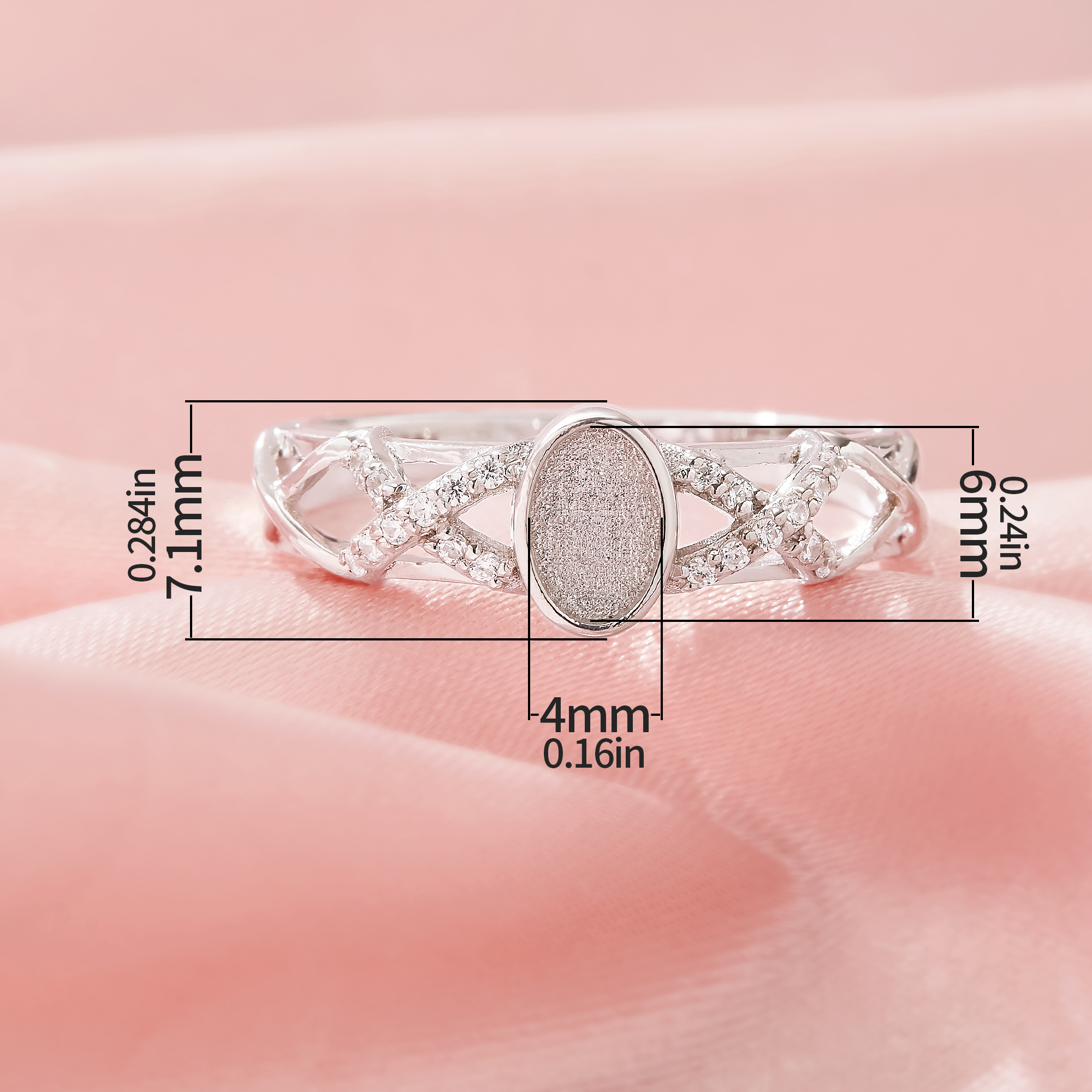 4x6MM Keepsake Breast Milk Resin Oval Bezel Ring Settings,Solid 925 Silver Ring,Art Deco Oval Ring,DIY Ring Supplies For Gemstone 1222135