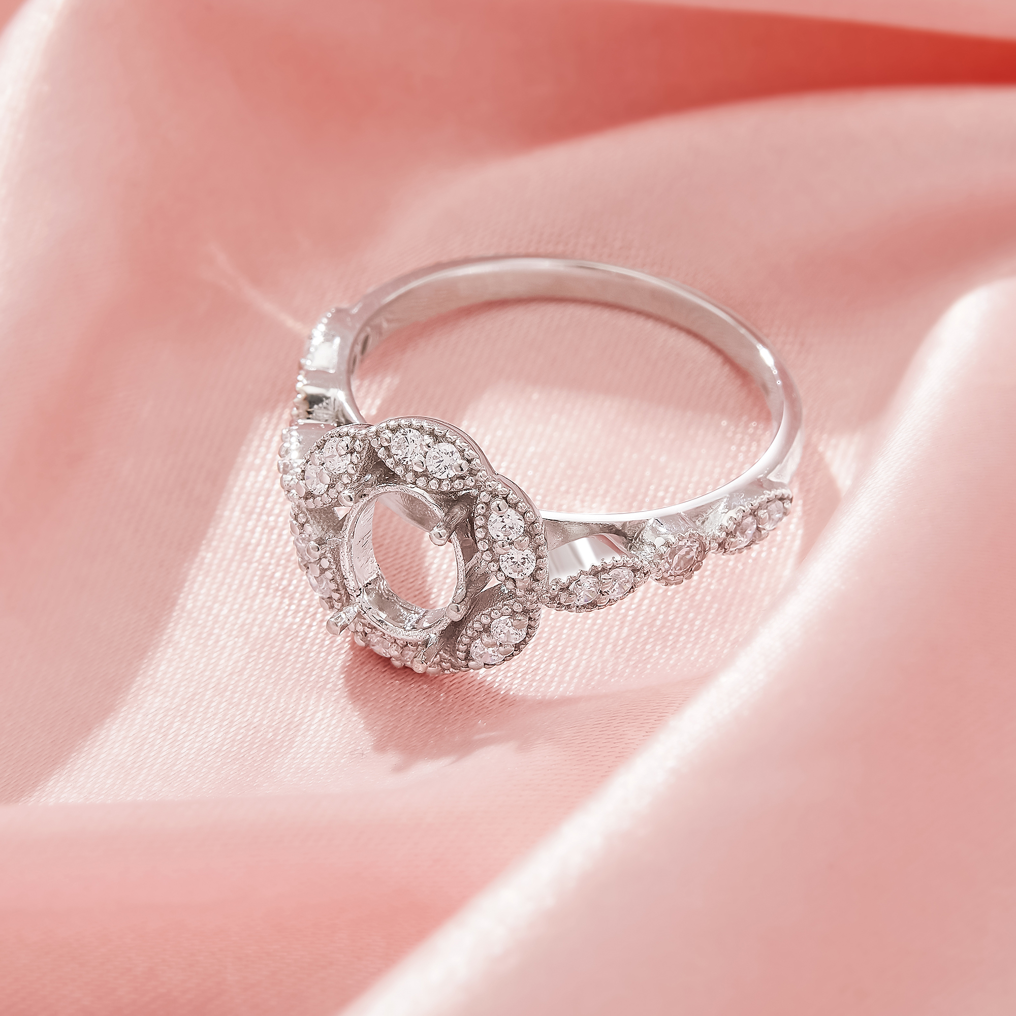 5x7MM Halo Oval Prong Ring Settings,Solid 925 Silver Ring,Art Deco Oval Ring,DIY Ring Supplies For Gemstone 1222136