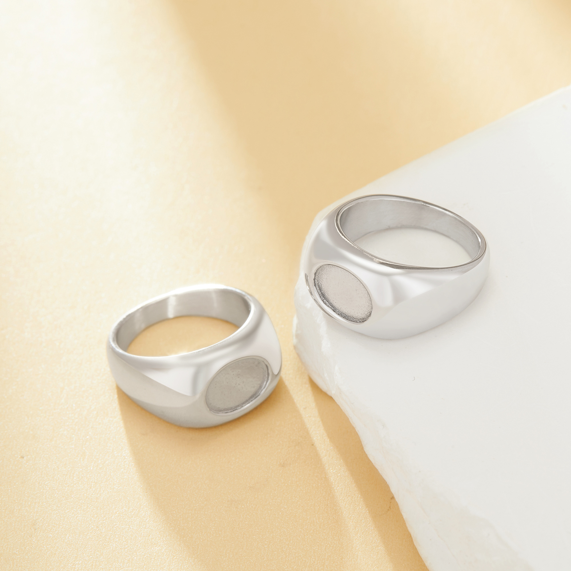 Keepsake Breast Milk Resin Oval Bezel Ring,316L Stainless Steel Silver Ring,Men's Ring,Wide Face DIY Ring Supplies 1222143 - Click Image to Close