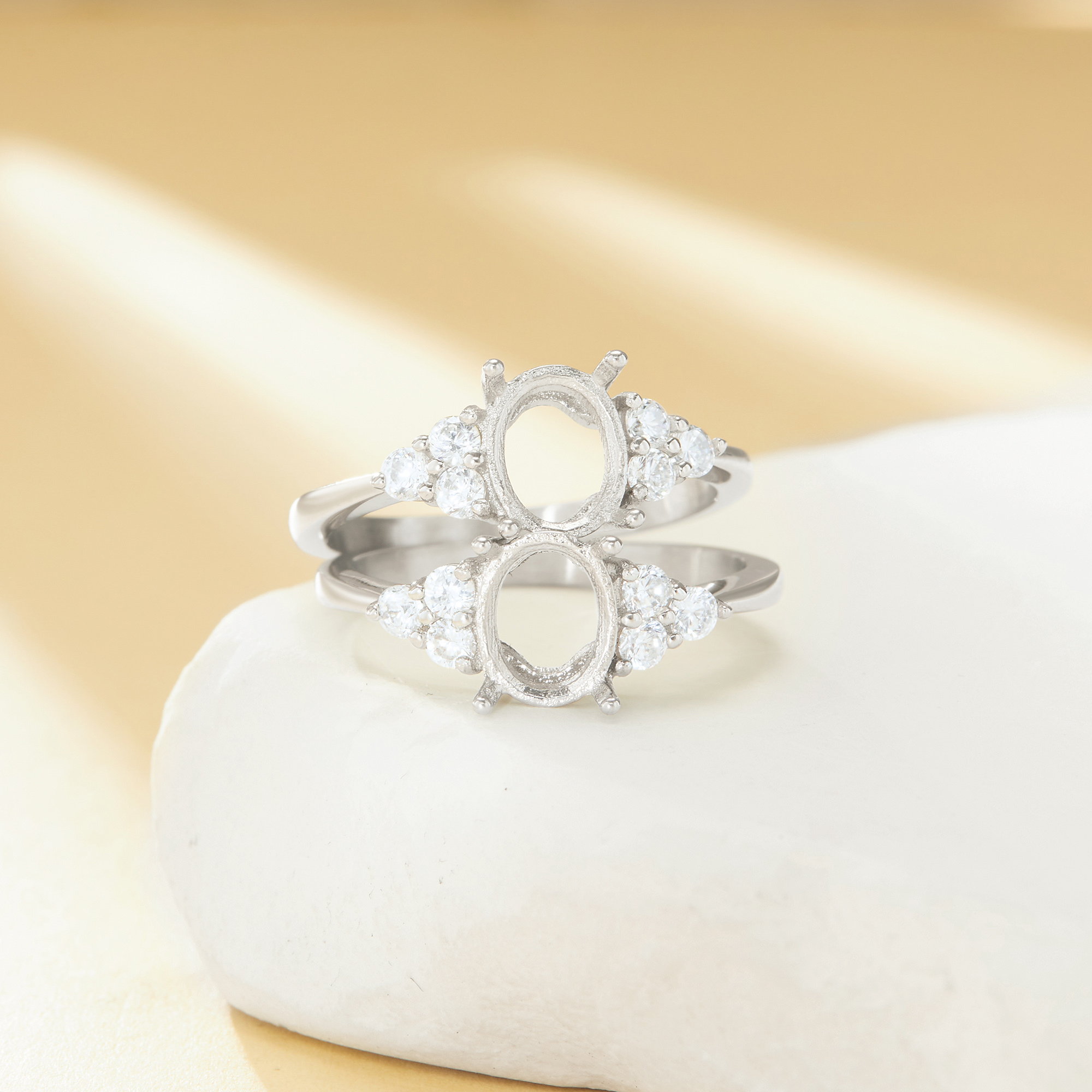 7x9MM Oval Prongs Ring Settings,316L Stainless Steel Oval Ring,Vintage Styles CZ Stone Oval Ring Blank,DIY Ring Supplies For Gemstone 1222146 - Click Image to Close