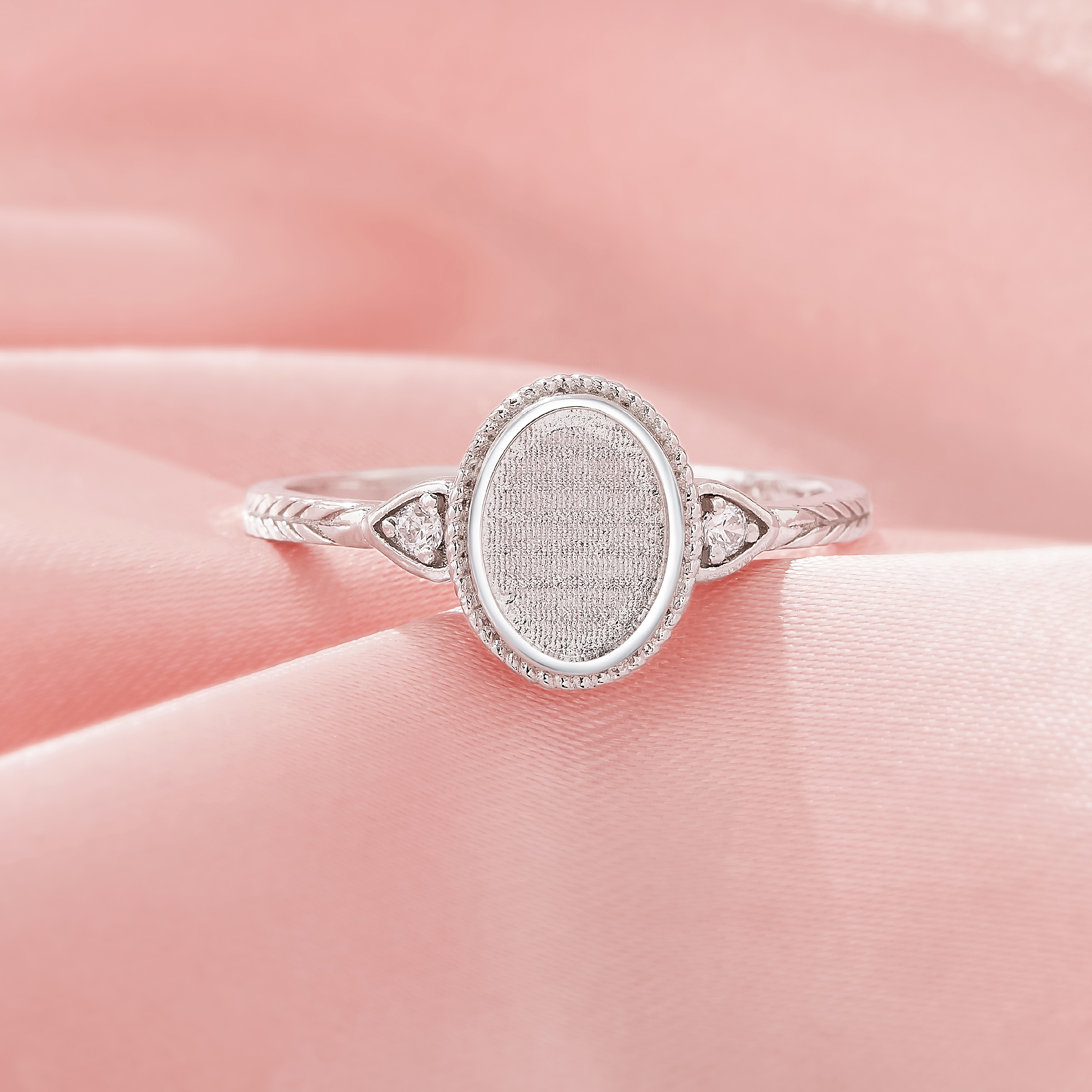 Keepsake Breast Milk Resin Oval Ring Bezel Settings,Solid 925 Sterling Silver Ring,Art Deco Solid Back Ring,DIY Ring Supplies 1222148-1