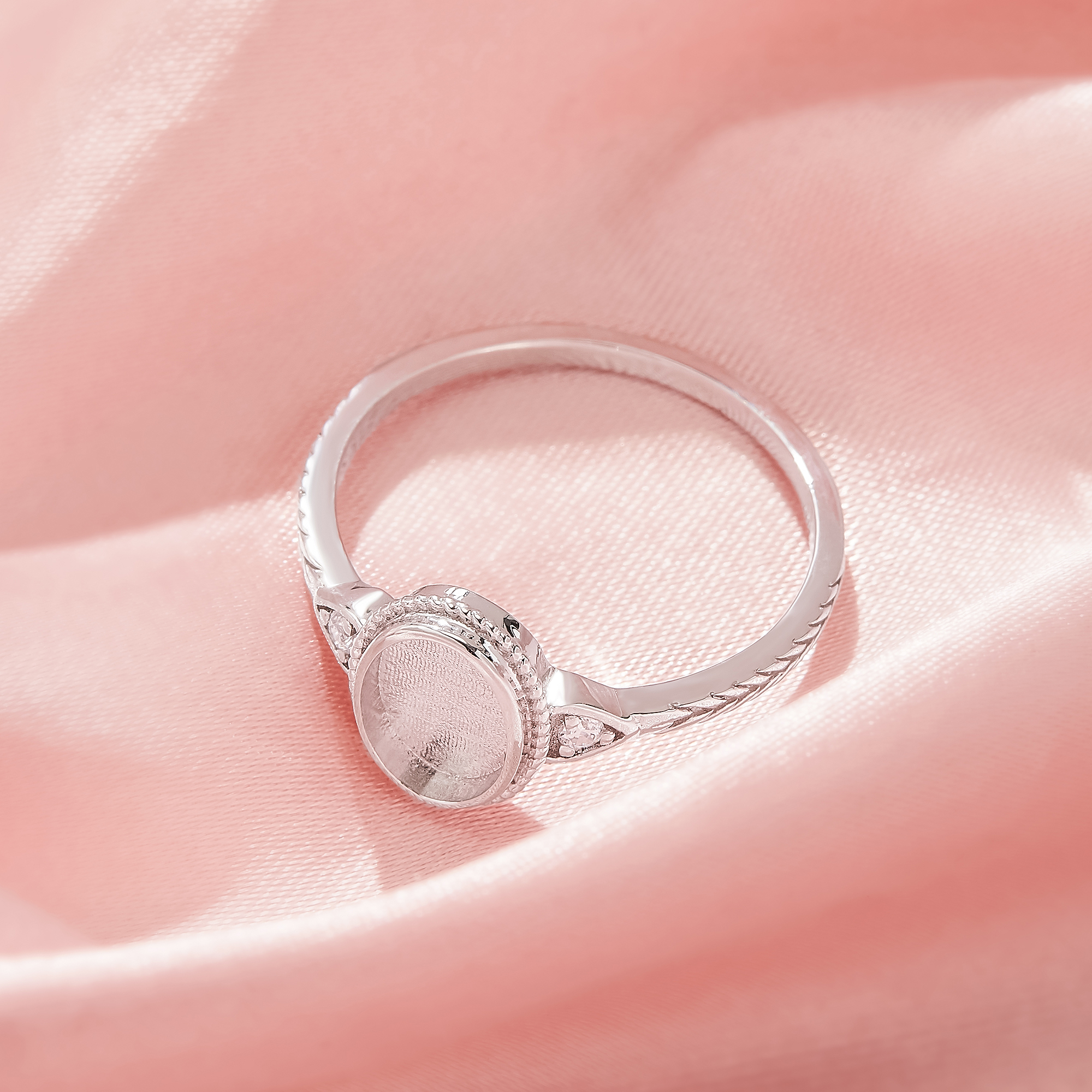 Keepsake Breast Milk Resin Oval Ring Bezel Settings,Solid 925 Sterling Silver Ring,Art Deco Solid Back Ring,DIY Ring Supplies 1222148-1