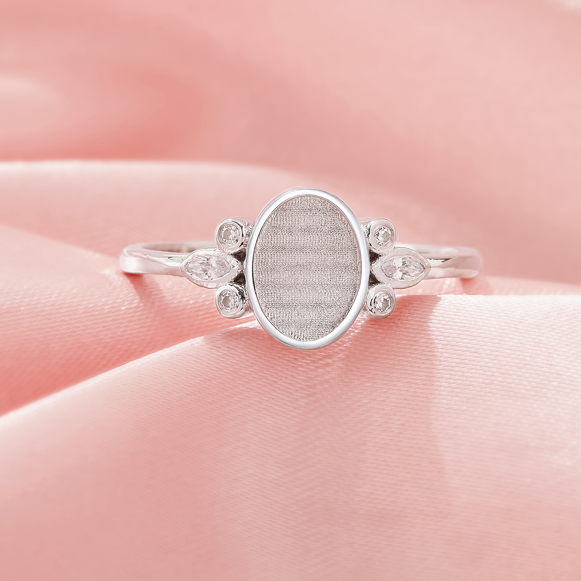 Keepsake Breast Milk Resin Oval Ring Bezel Settings,Vintage Styles Solid 925 Sterling Silver Ring,Art Deco Solid Back Ring,DIY Ring Supplies 1222149-1