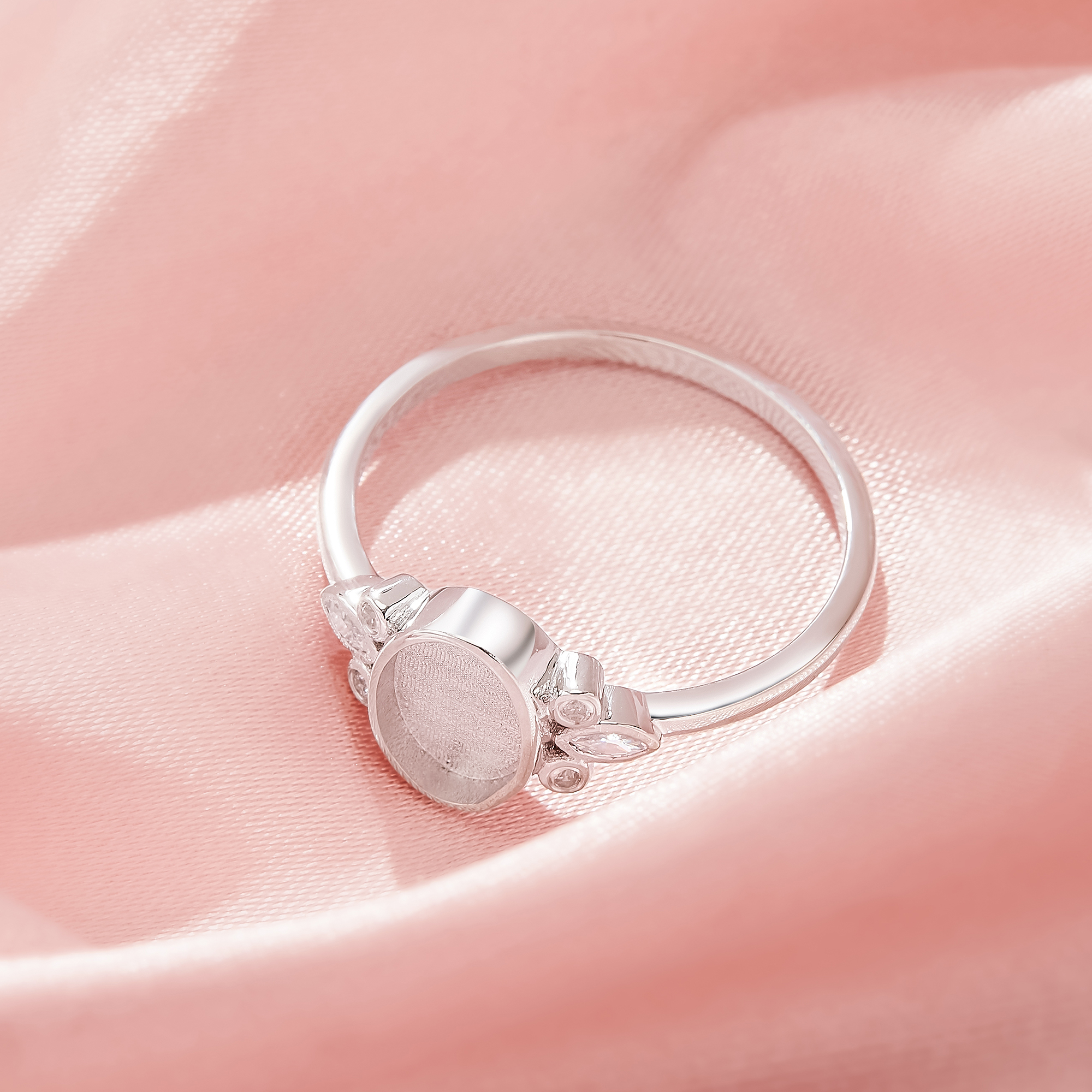 Keepsake Breast Milk Resin Oval Ring Bezel Settings,Vintage Styles Solid 925 Sterling Silver Ring,Art Deco Solid Back Ring,DIY Ring Supplies 1222149-1