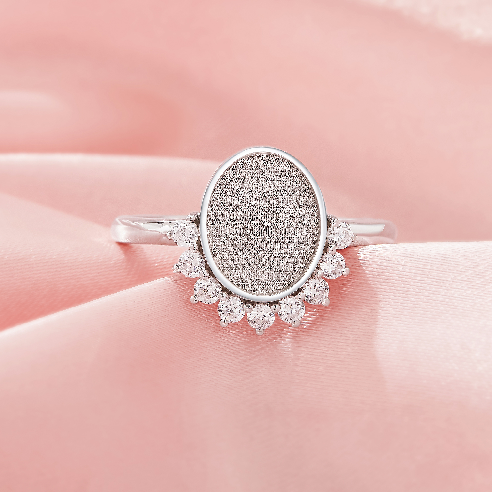 Keepsake Breast Milk Resin Oval Ring Bezel Settings,Solid 925 Sterling Silver Ring,Art Deco Solid Back Ring,DIY Ring Supplies For Gemstone 1222150-1