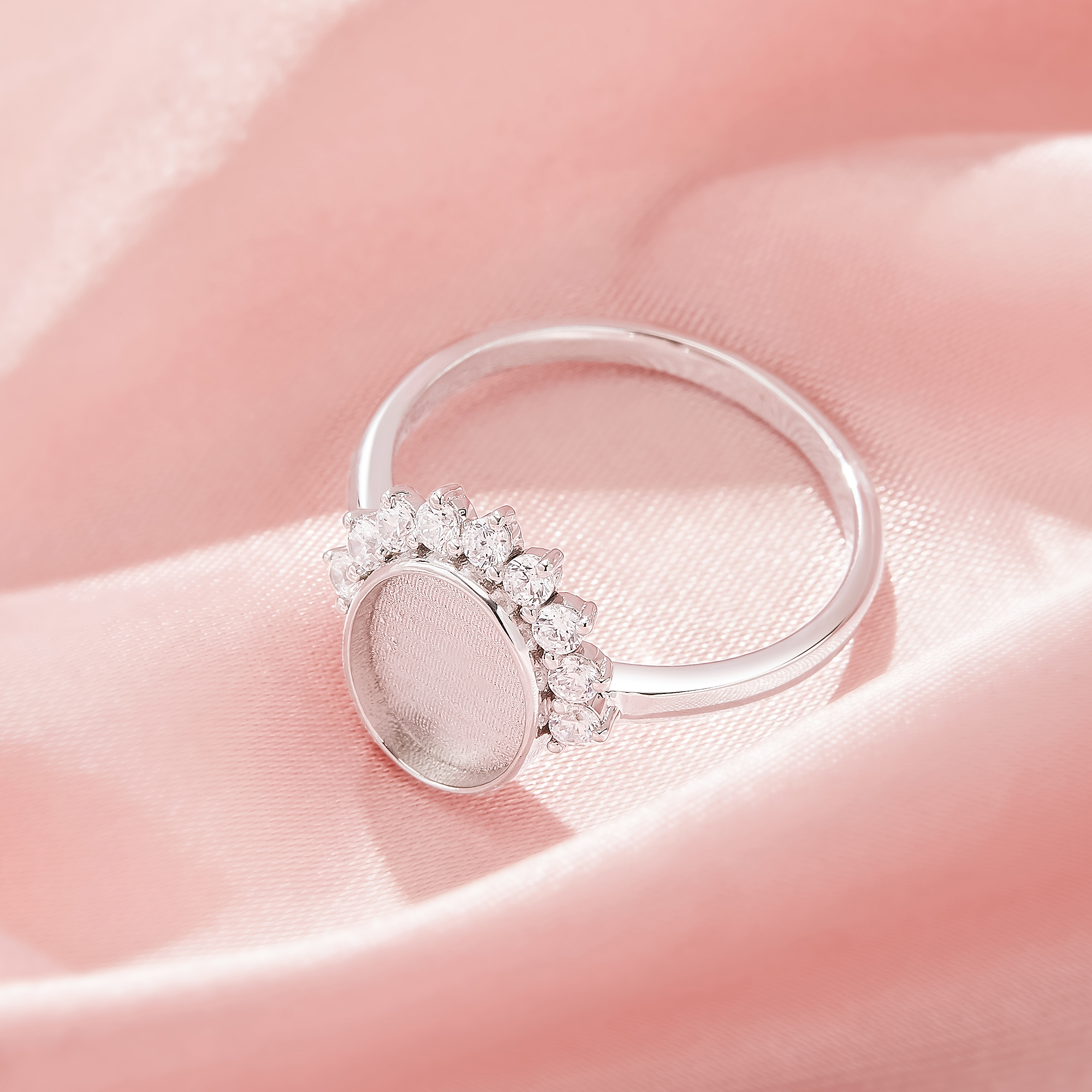 Keepsake Breast Milk Resin Oval Ring Bezel Settings,Solid 925 Sterling Silver Ring,Art Deco Solid Back Ring,DIY Ring Supplies For Gemstone 1222150-1