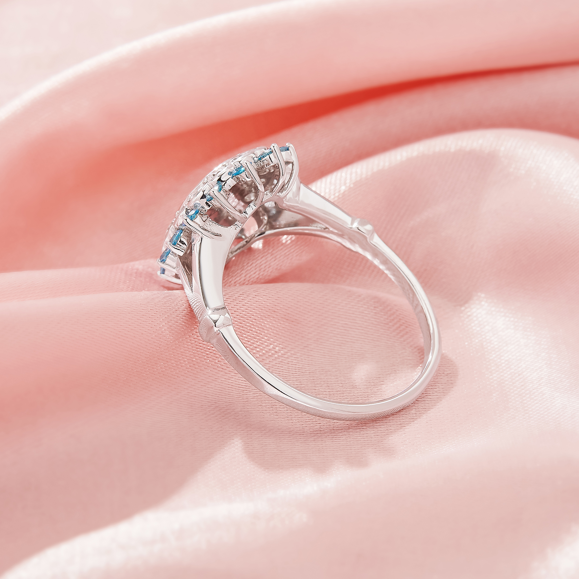 Keepsake Breast Milk Resin Double Halo Oval Ring Bezel Settings,Birthstone Solid 925 Sterling Silver Ring,CZ Stone Art Deco Solid Back Ring,DIY Ring Supplies 1222151-1