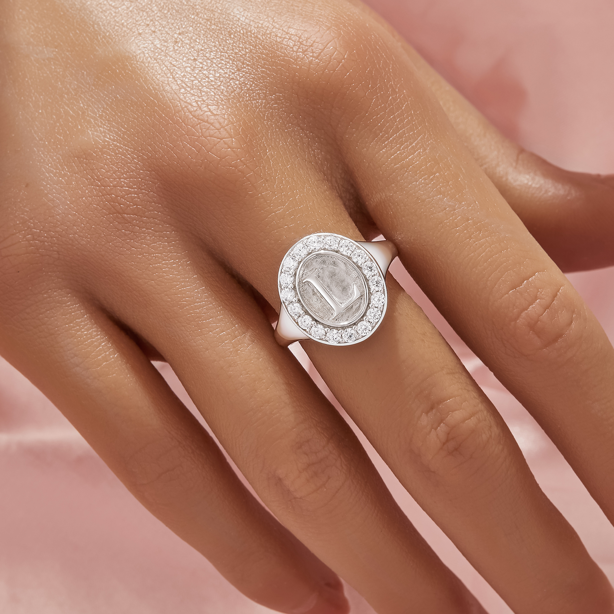 Oval Intial Letter Signet Solid 925 Sterling Silver Bezel Ring Settings,Cololr CZ Birthstone Solid Back Ring,DIY Ring Supplies 1222152-1