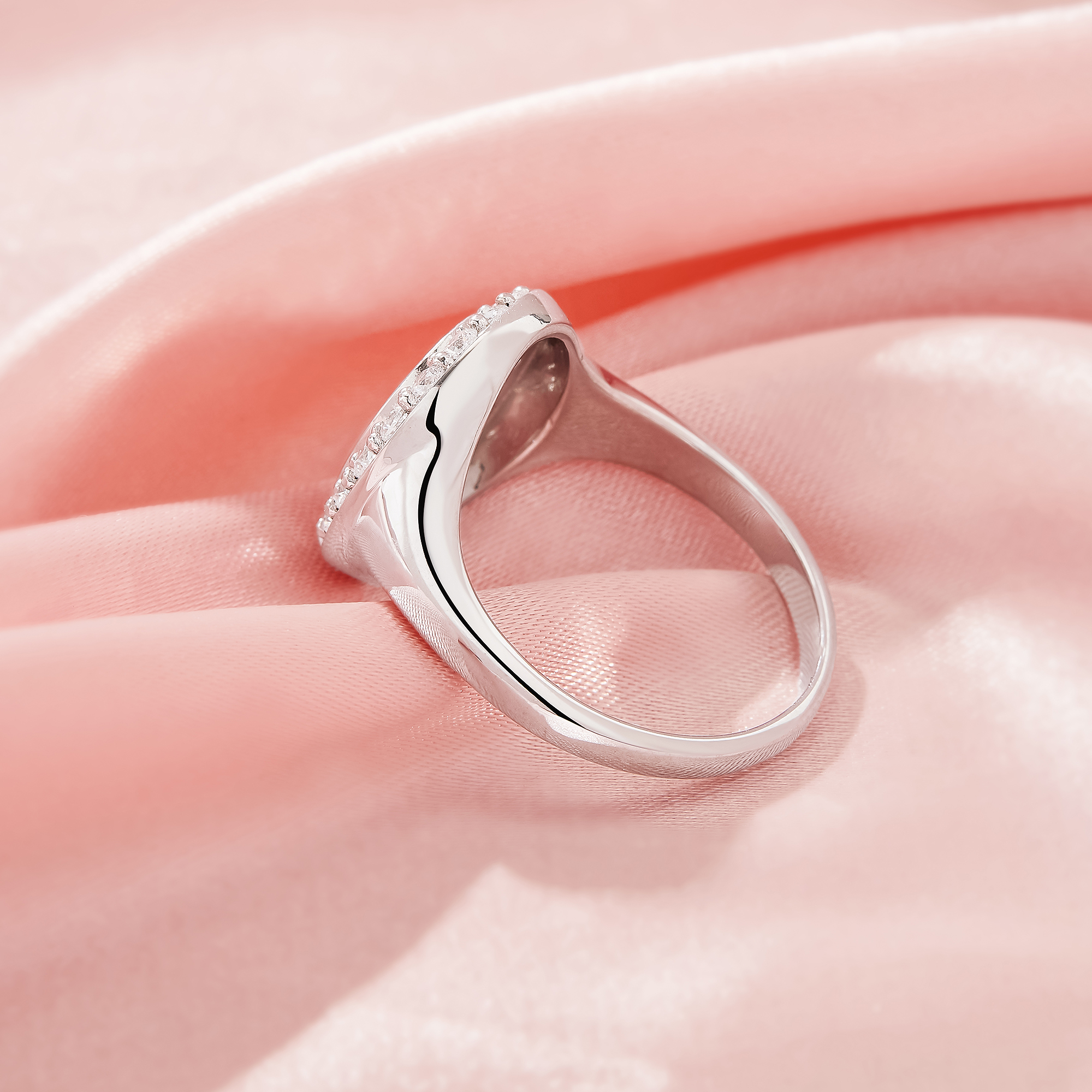 Oval Intial Letter Signet Solid 925 Sterling Silver Bezel Ring Settings,Cololr CZ Birthstone Solid Back Ring,DIY Ring Supplies 1222152-1