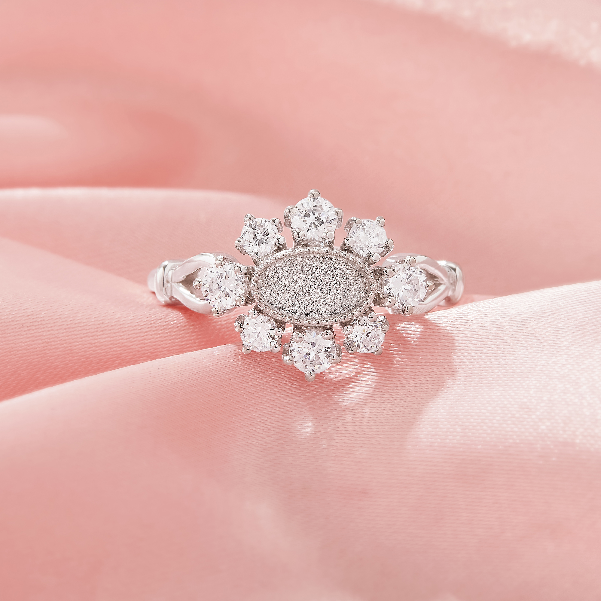 4x7MM Keepsake Breast Milk Resin Oval Ring Bezel Settings,Flower Solid 925 Sterling Silver Ring,CZ Stone Art Deco Solid Back Ring,DIY Ring Supplies 1222153-1