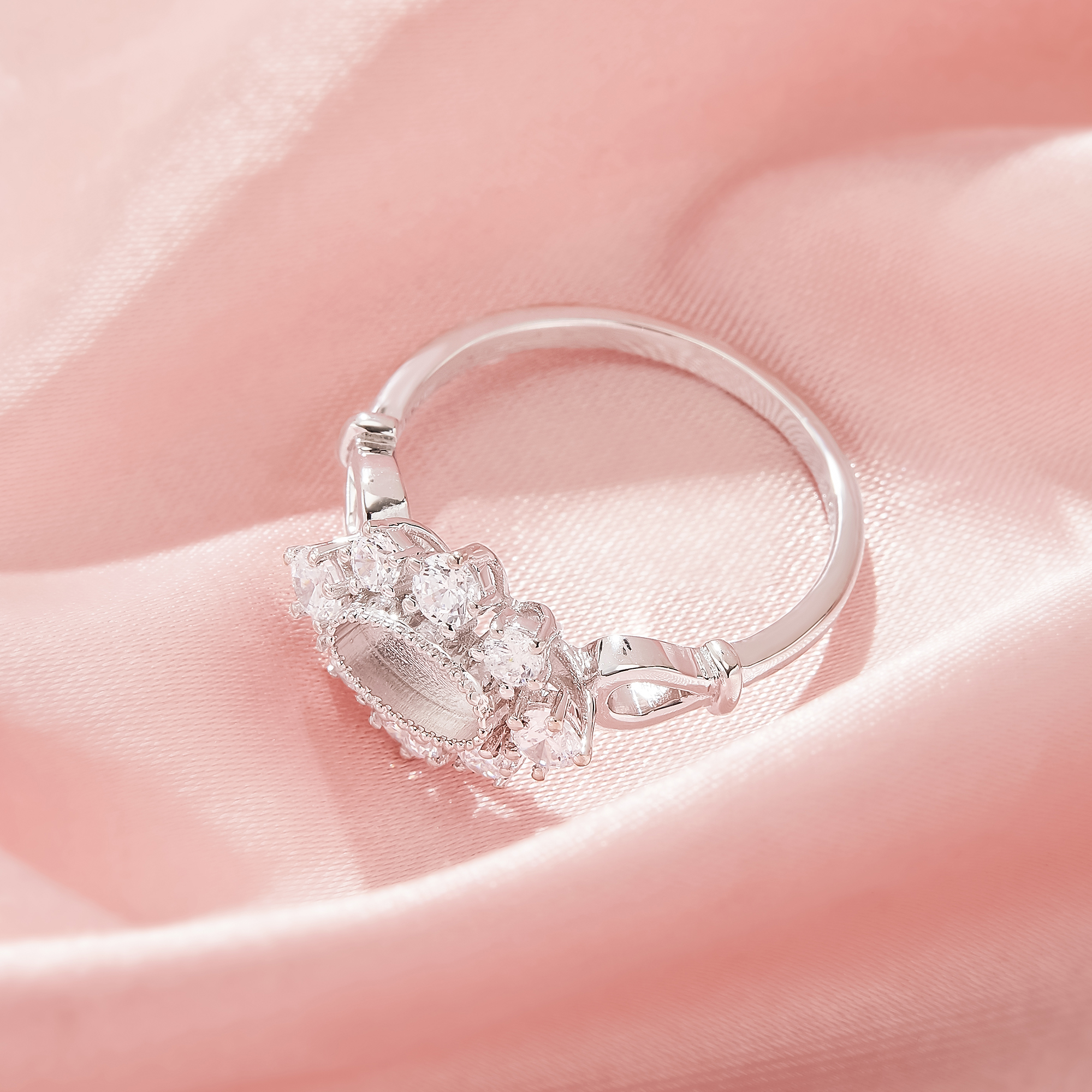 4x7MM Keepsake Breast Milk Resin Oval Ring Bezel Settings,Flower Solid 925 Sterling Silver Ring,CZ Stone Art Deco Solid Back Ring,DIY Ring Supplies 1222153-1