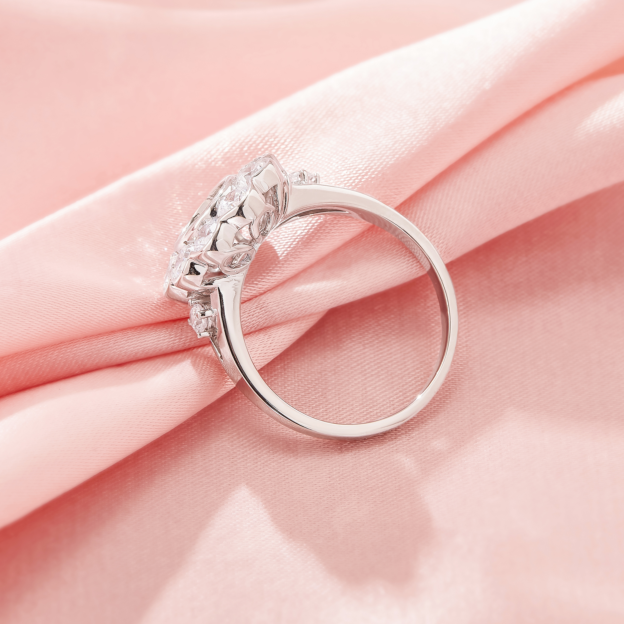 Keepsake Breast Milk Resin 6x8MM Oval Bezel Ring Settings,Flower Solid 14K 18K Gold Ring,Split Shank Moissanite Ring,DIY Ring Supplies 1222158