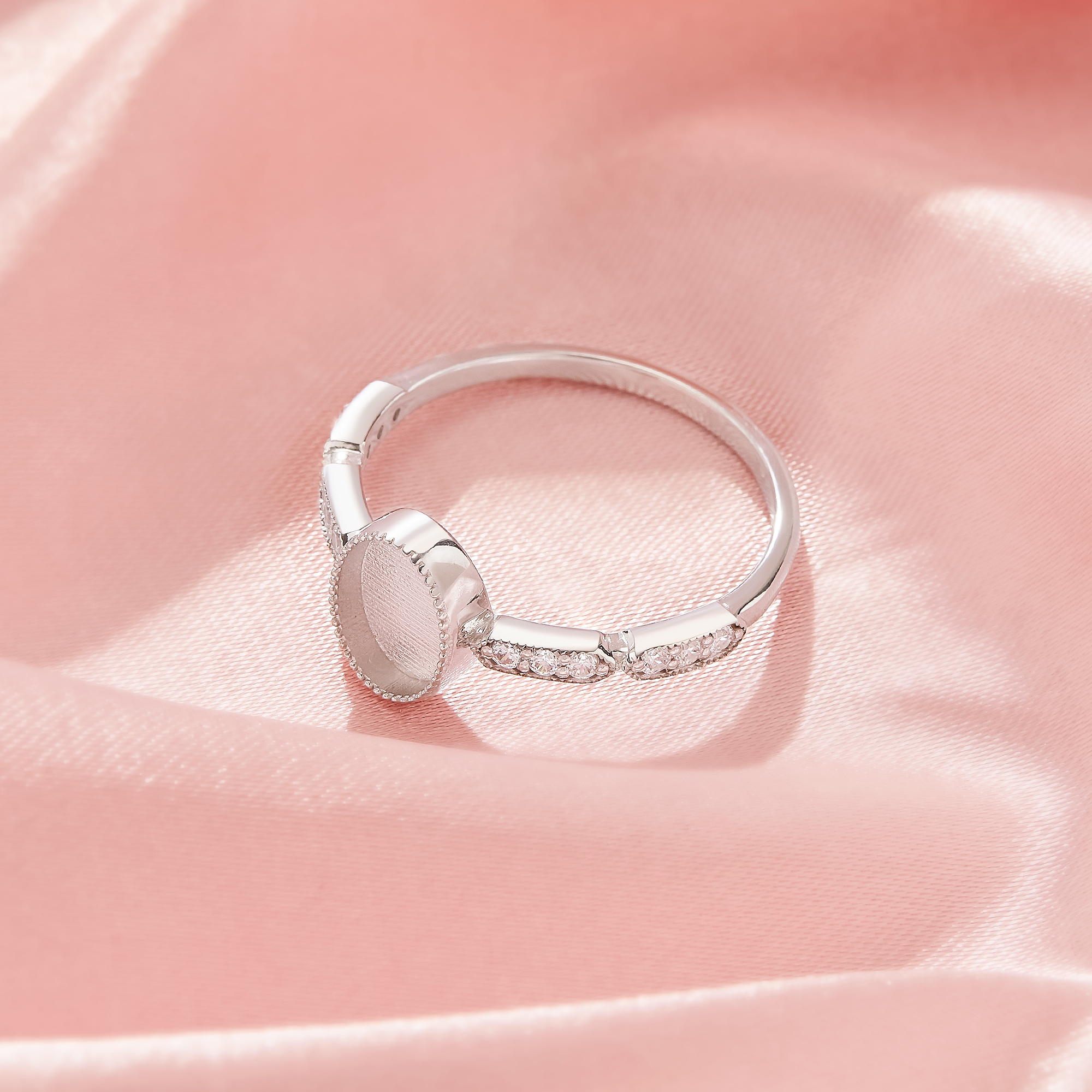 Keepsake Breast Milk Resin Oval Ring Bezel Settings,Solid 925 Sterling Silver Rose Gold Plated Ring,Art Deco Oval Ring,DIY Ring Supplies 1222159-1