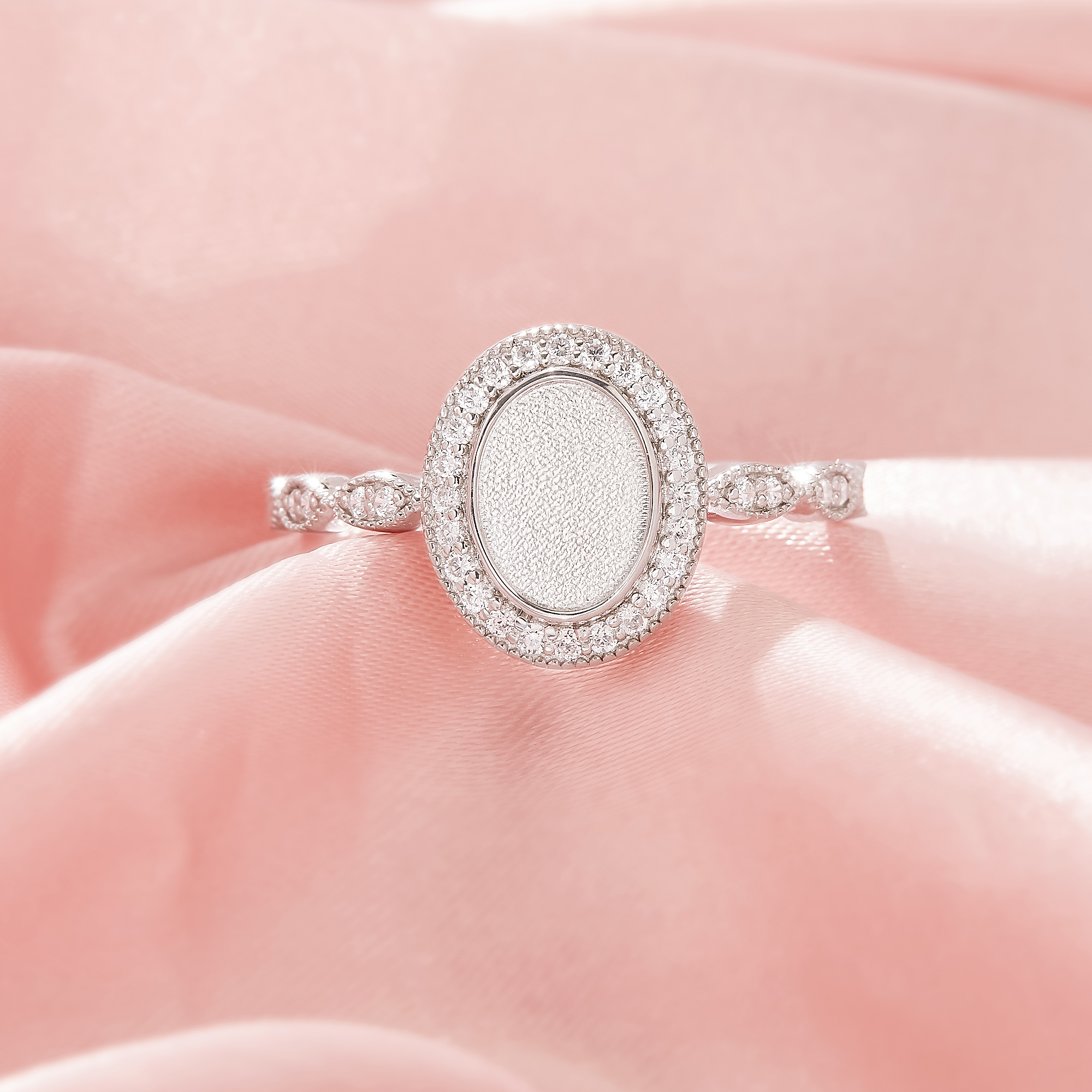 Keepsake Breast Milk Resin Halo Oval Ring Bezel Settings,Solid 14K 18K Gold Ring,Art Deco Oval Ring,DIY Ring Supplies 1222160