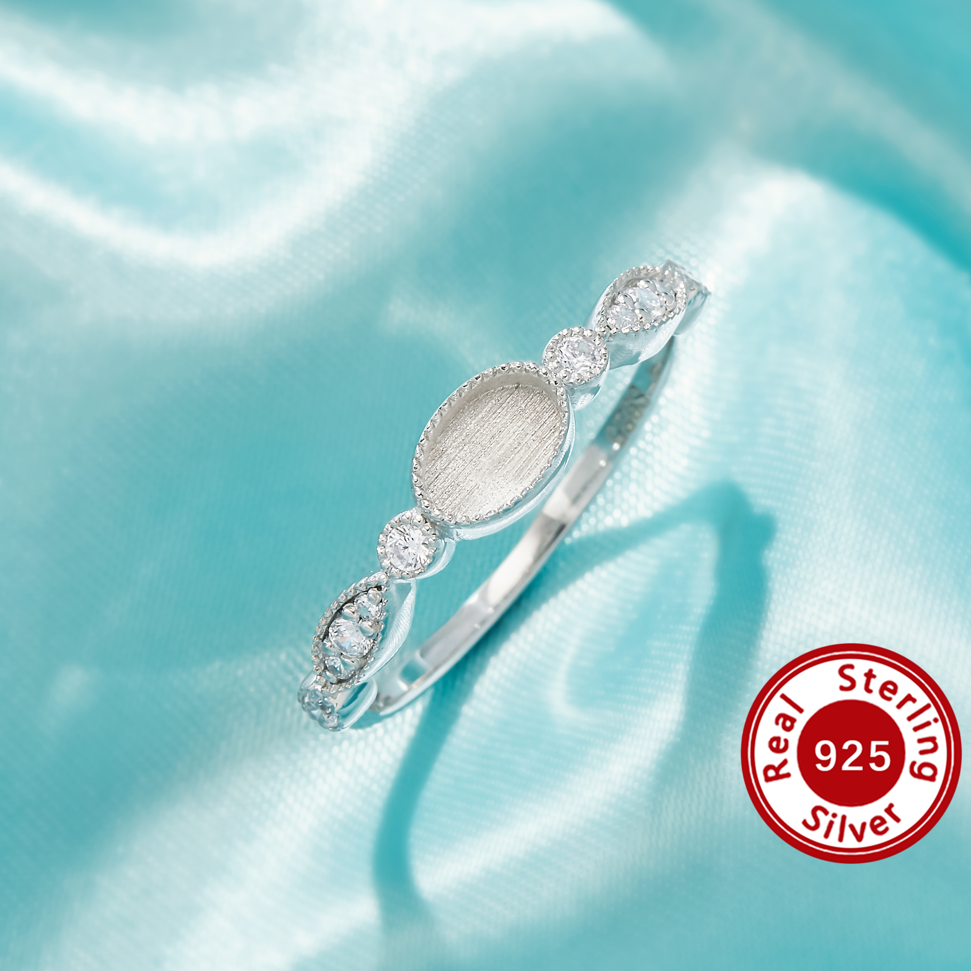 4x6MM Keepsake Breast Milk Resin Oval Bezel Ring Settings,Solid 925 Silver Ring,Vintage Styles Oval Ring,Solid Back Ring,DIY Ring Supplies 1222162-1