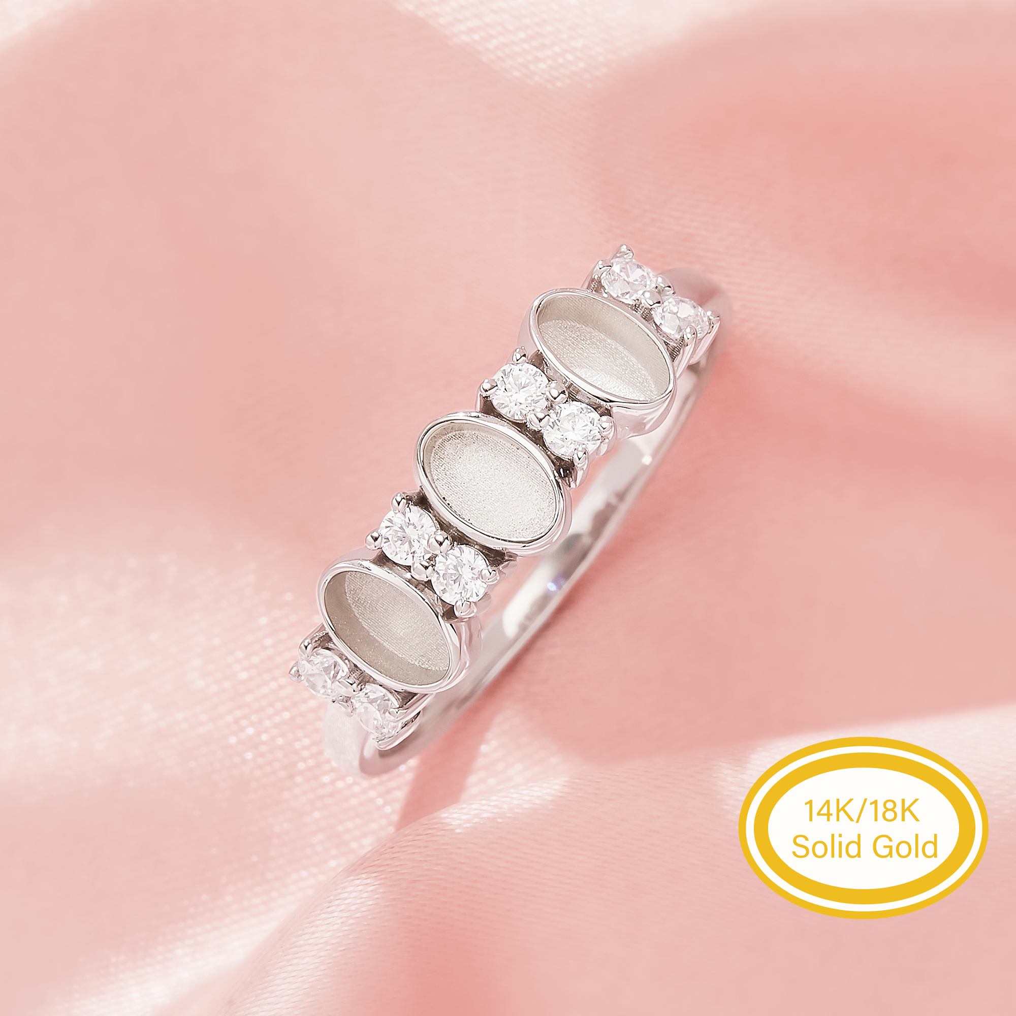 3x5MM Keepsake Mother Milk Resin Oval Bezel Ring Settings,Solid 14K 18K Gold Bezel Ring,Stackable Ring,CZ Stone Ring,DIY Memory Ring 1222163